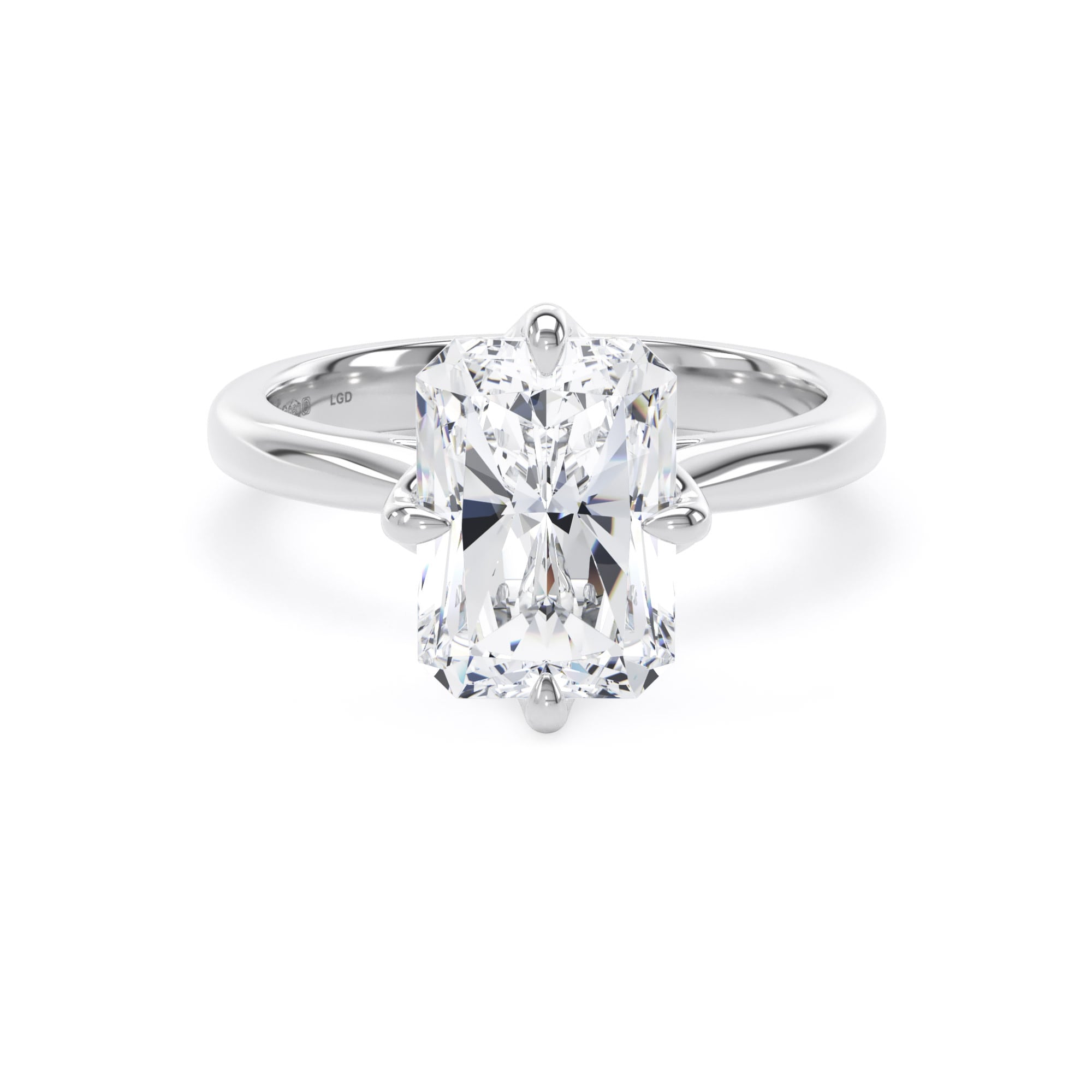 Platinum Compass Set 4.00cttw Radiant Cut Lab Grown Diamond Solitaire Engagement Ring
