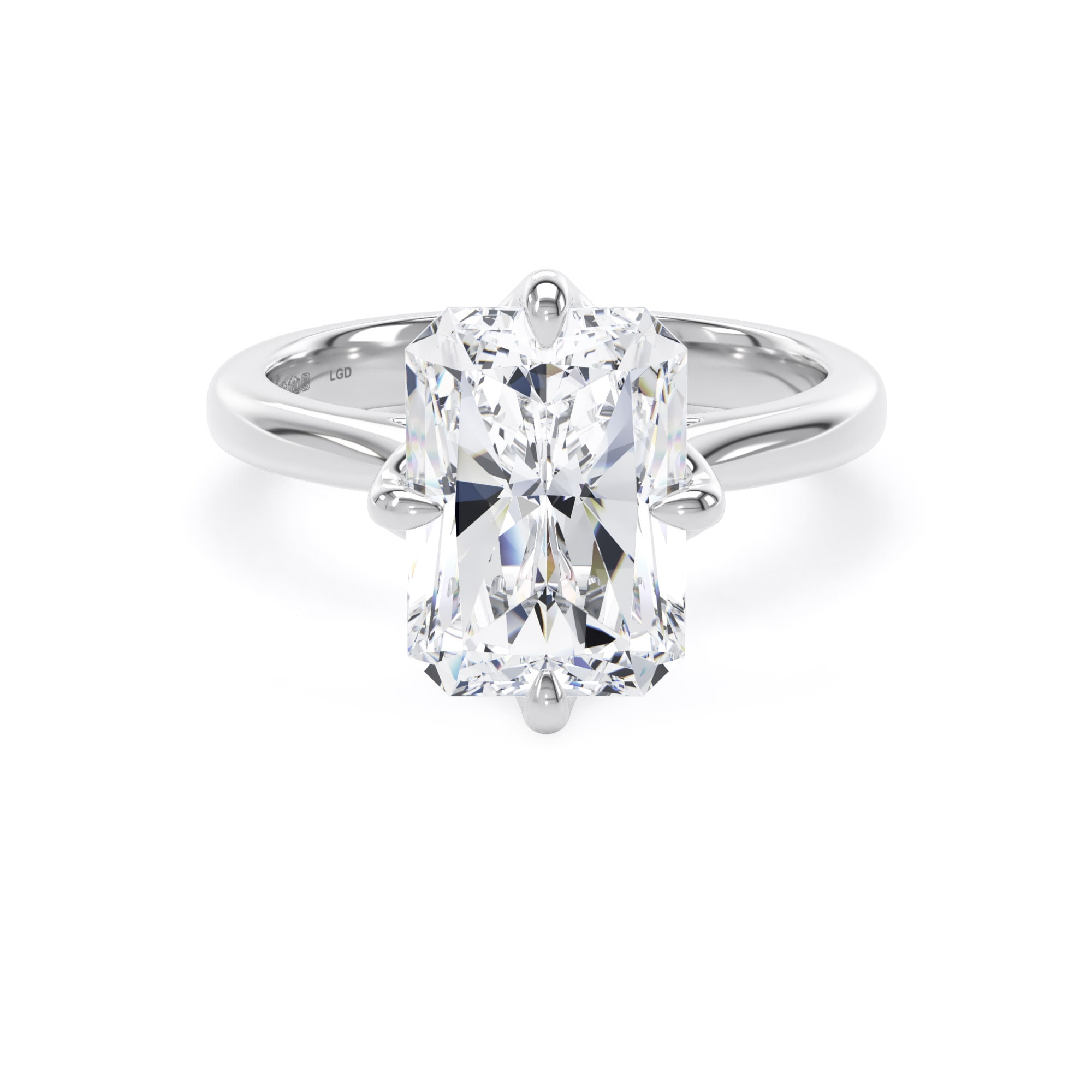 Platinum Compass Set 5.00cttw Radiant Cut Lab Grown Diamond Solitaire Engagement Ring