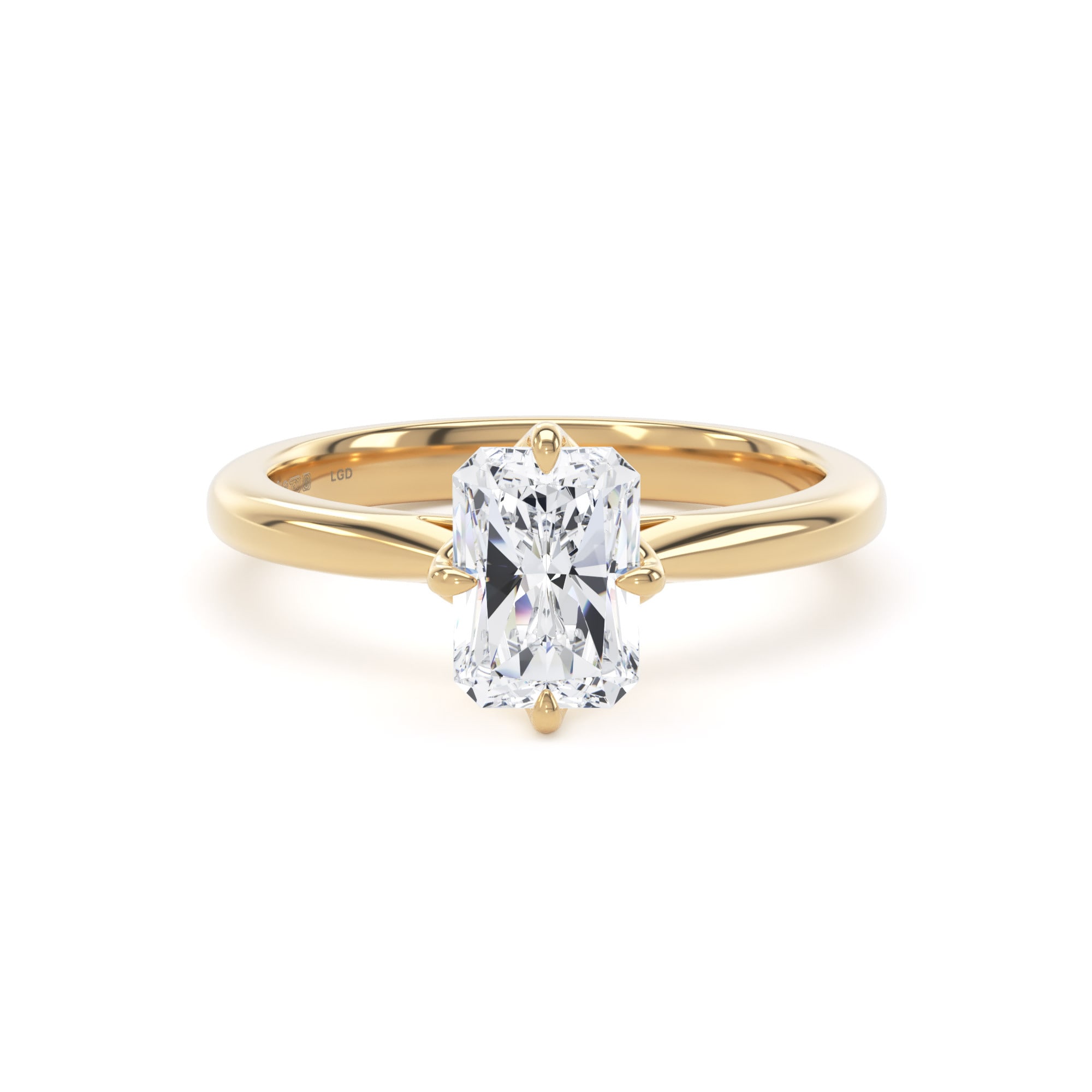 18ct Yellow Gold Compass Set 1.50cttw Radiant Cut Lab Grown Diamond Solitaire Engagement Ring