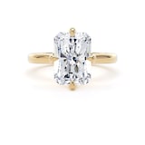 Goldsmiths 18ct Yellow Gold Compass Set 5.00cttw Radiant Cut Lab Grown Diamond Solitaire Engagement Ring - Ring Size U.5