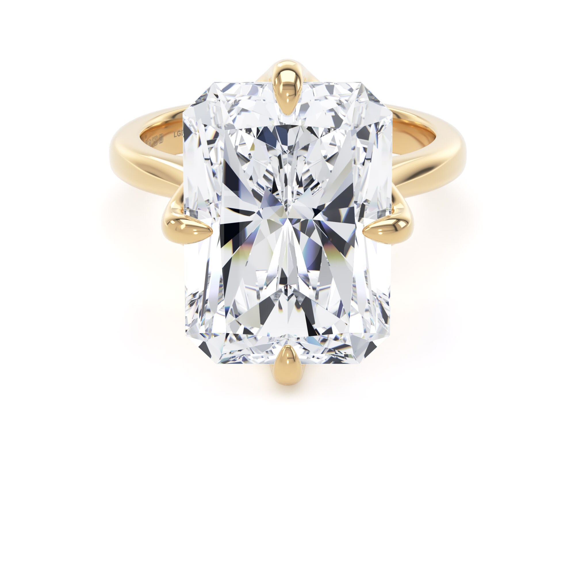 18ct Yellow Gold Compass Set 10.00cttw Radiant Cut Lab Grown Diamond Solitaire Engagement Ring