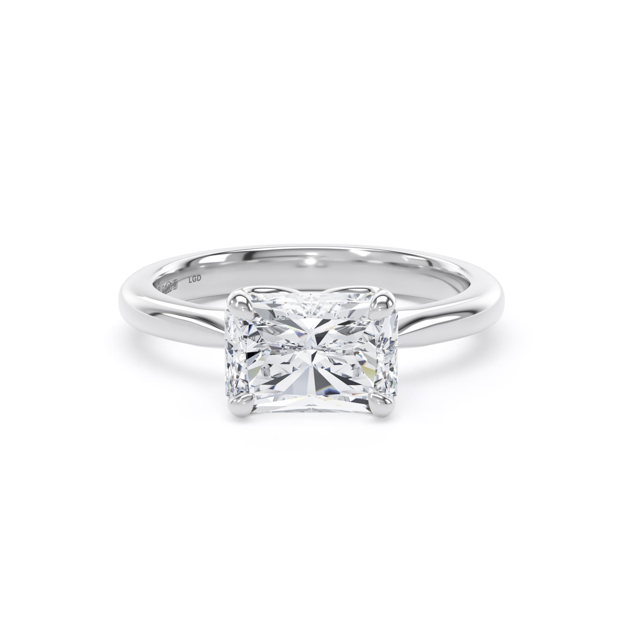 Platinum East-West 2.00cttw Radiant Cut Lab Grown Diamond Solitaire Engagement Ring