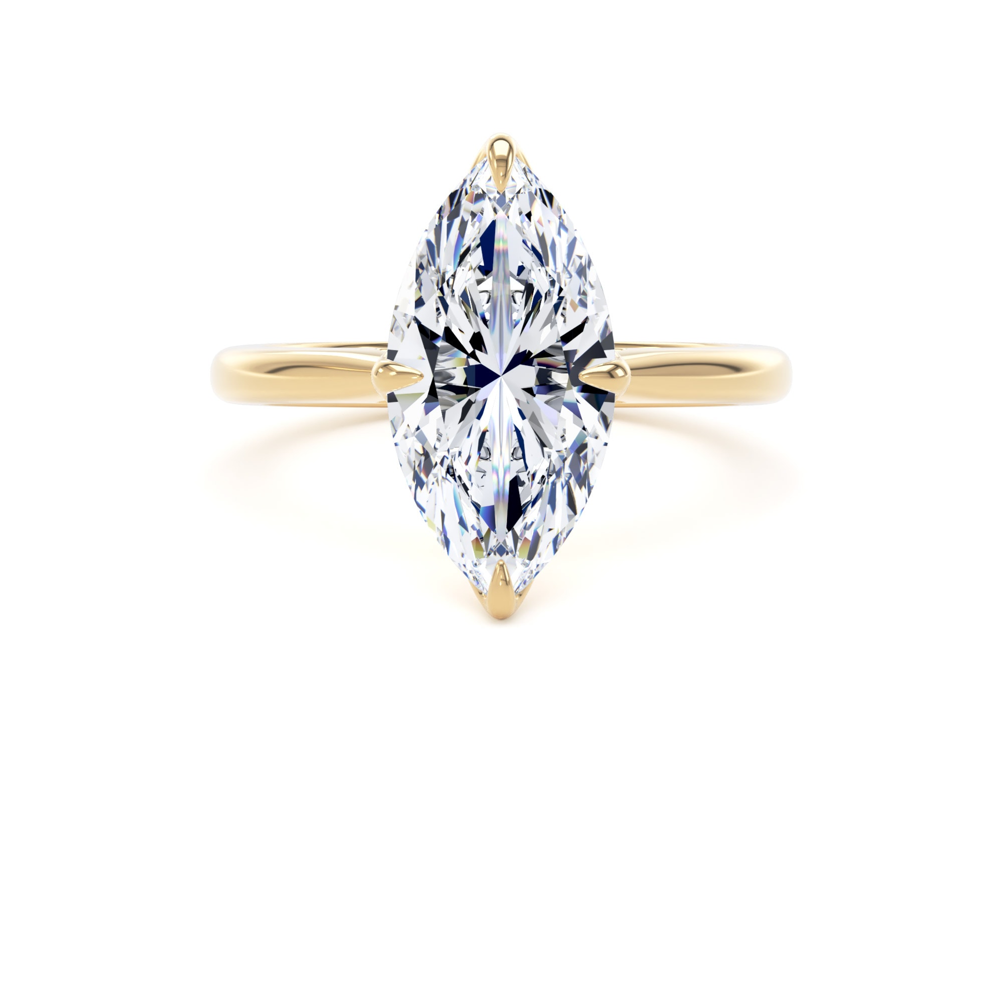 Goldsmiths 18ct Yellow Gold 3.00cttw Marquise Cut Lab Grown Diamond Solitaire Engagement Ring - Ring Size V