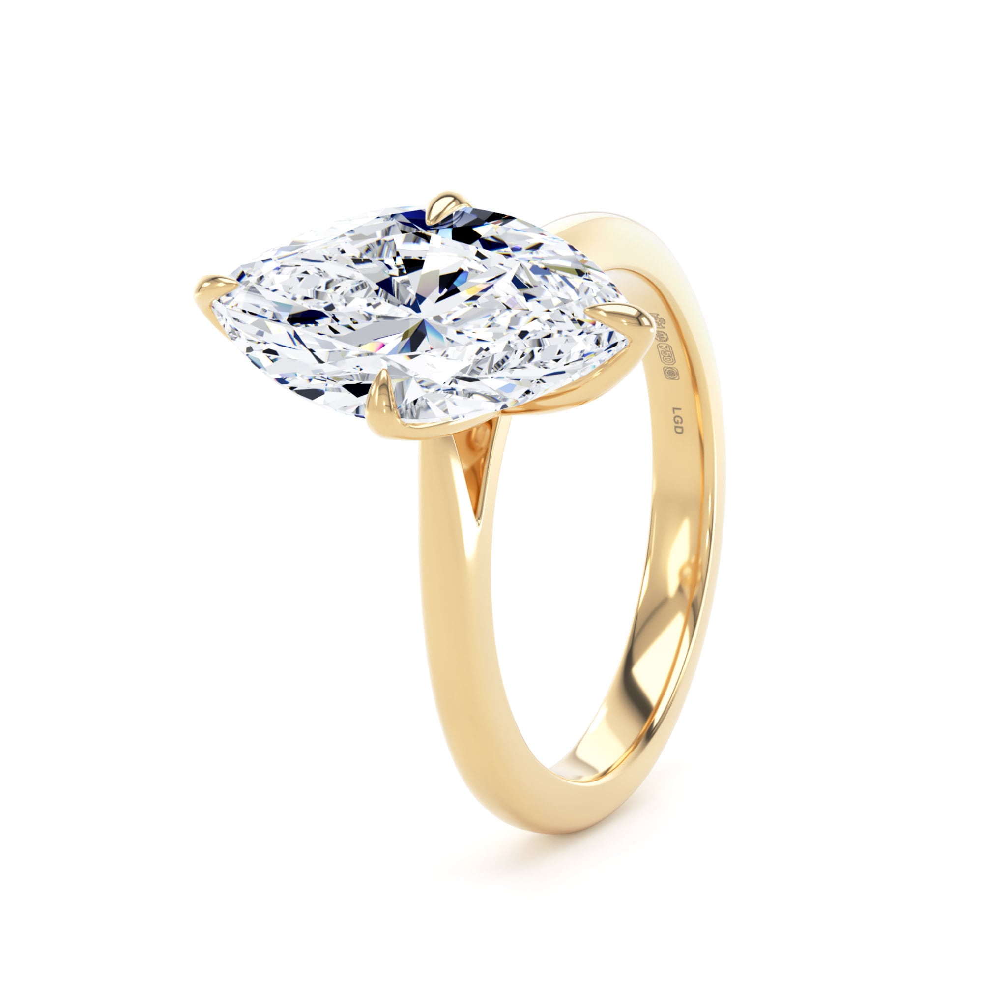 Goldsmiths 18ct Yellow Gold 3.00cttw Marquise Cut Lab Grown Diamond Solitaire Engagement Ring