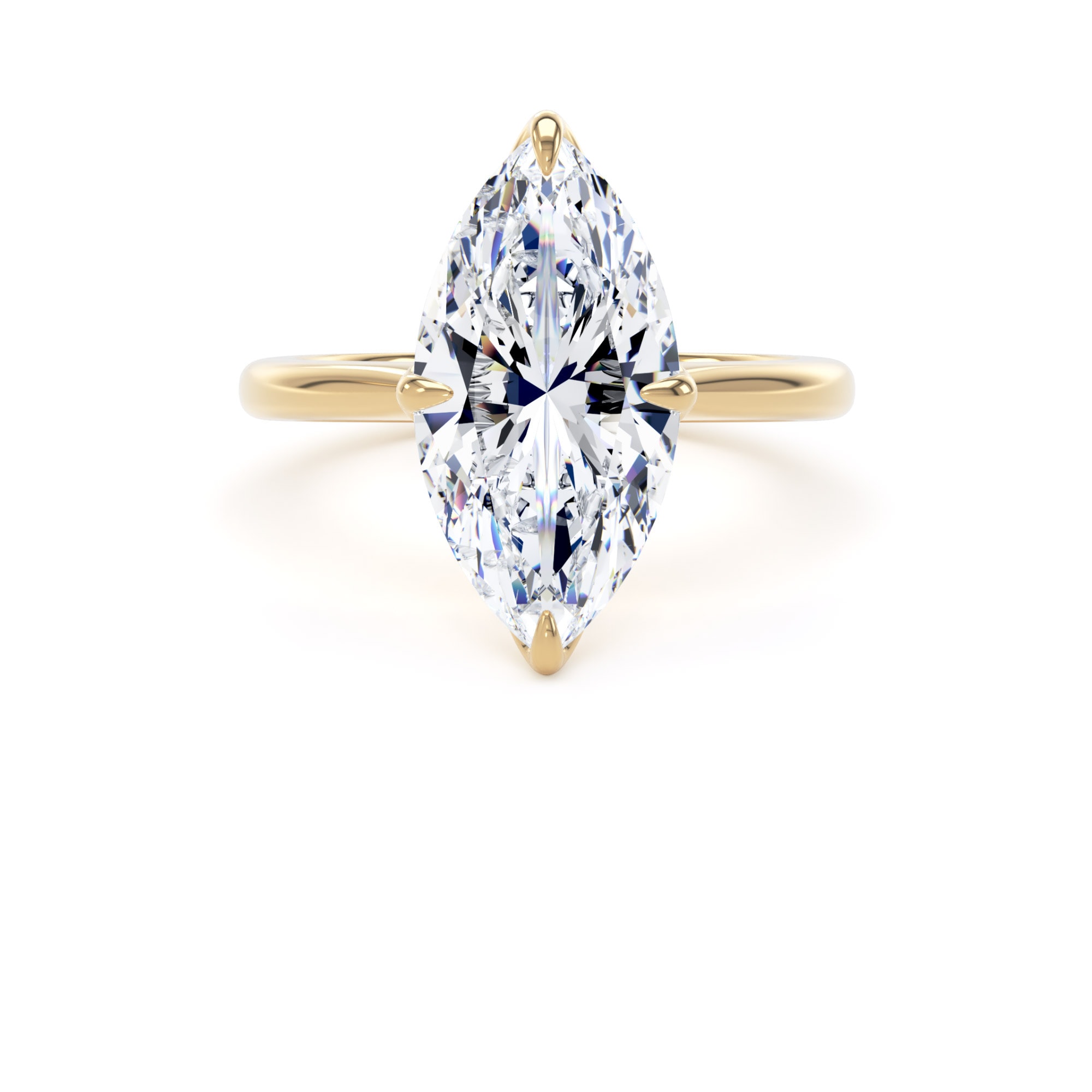 Goldsmiths 18ct Yellow Gold 4.00cttw Marquise Cut Lab Grown Diamond Solitaire Engagement Ring - Ring Size W.5