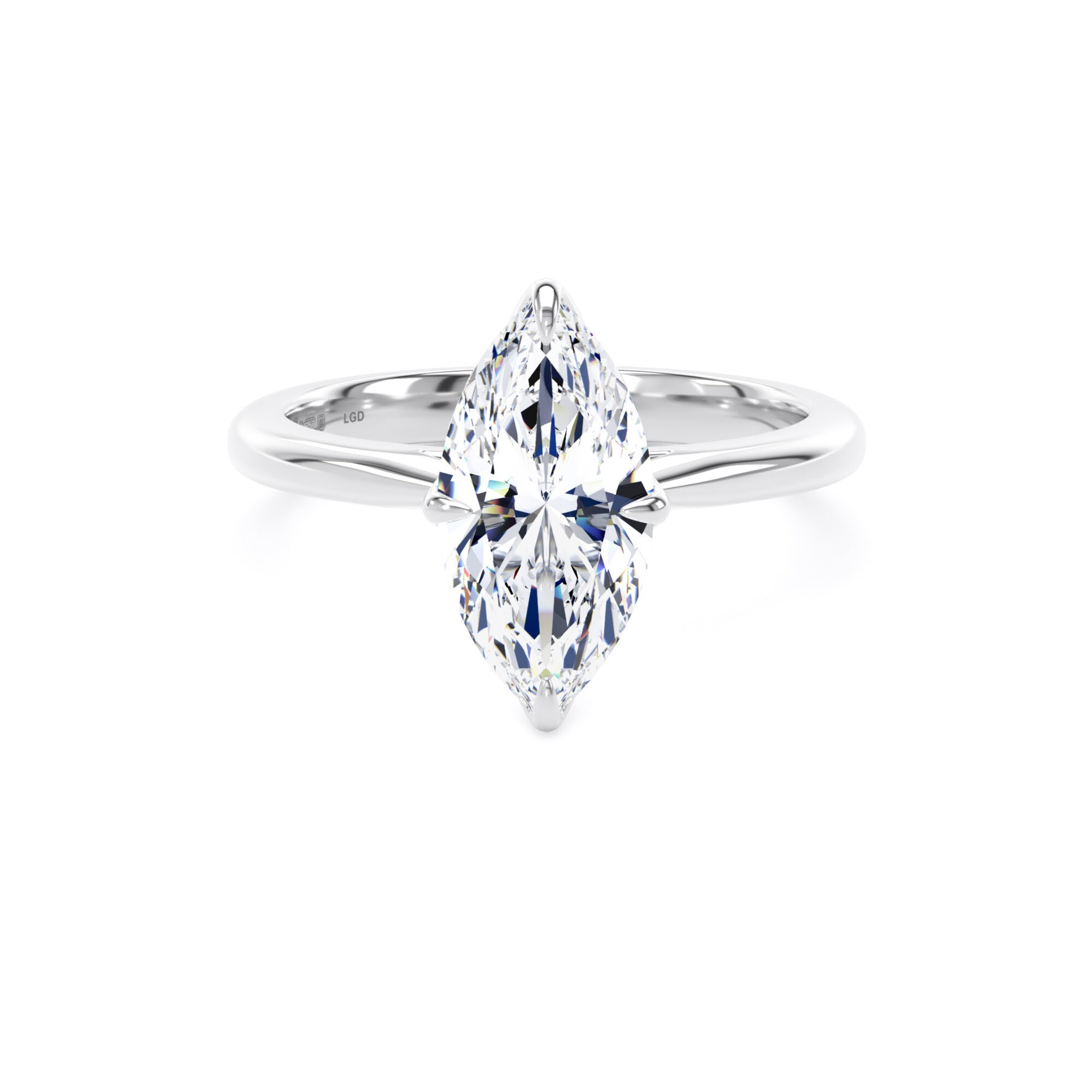 18ct White Gold 2.00cttw Marquise Cut Lab Grown Diamond Solitaire Engagement Ring