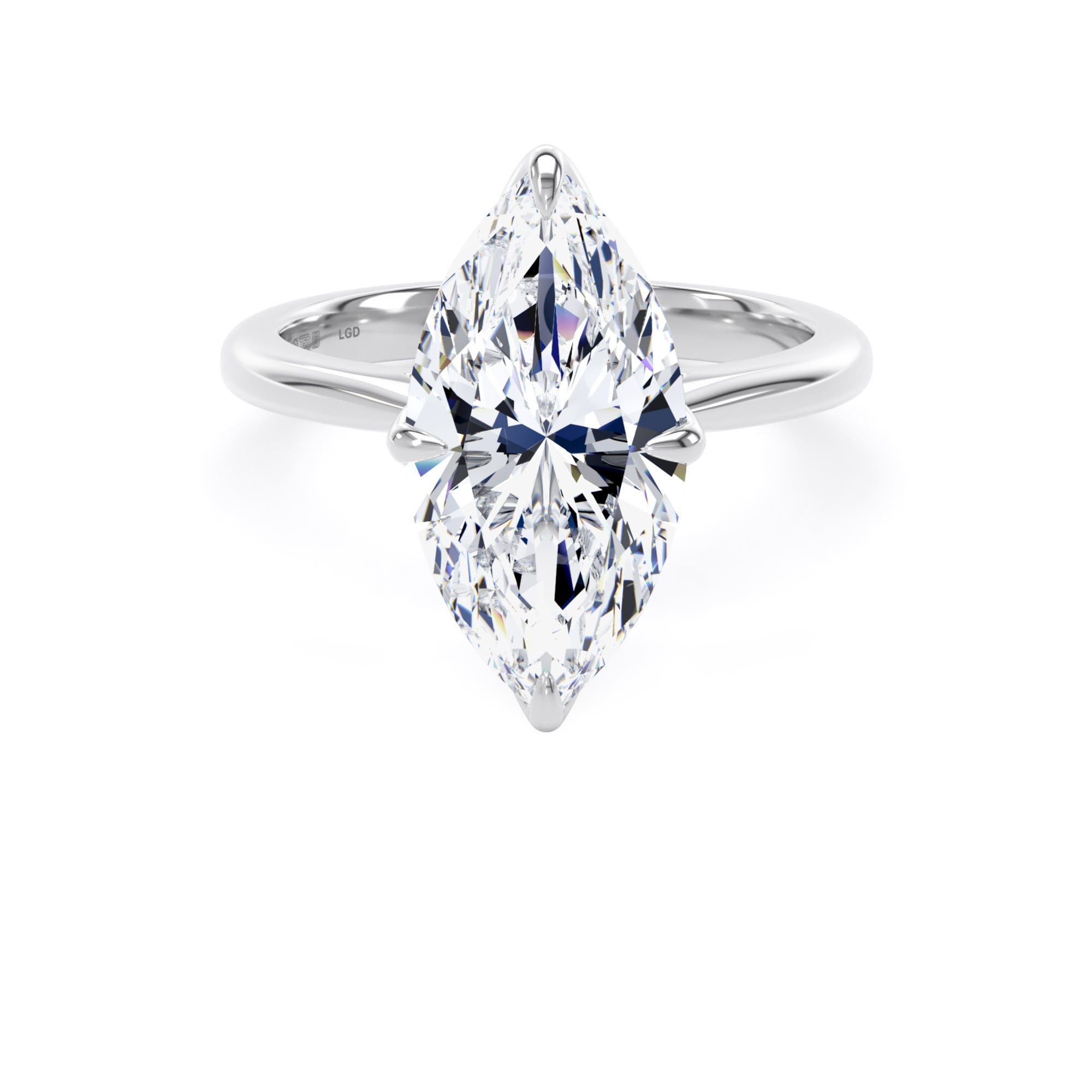 18ct White Gold 4.00cttw Marquise Cut Lab Grown Diamond Solitaire Engagement Ring
