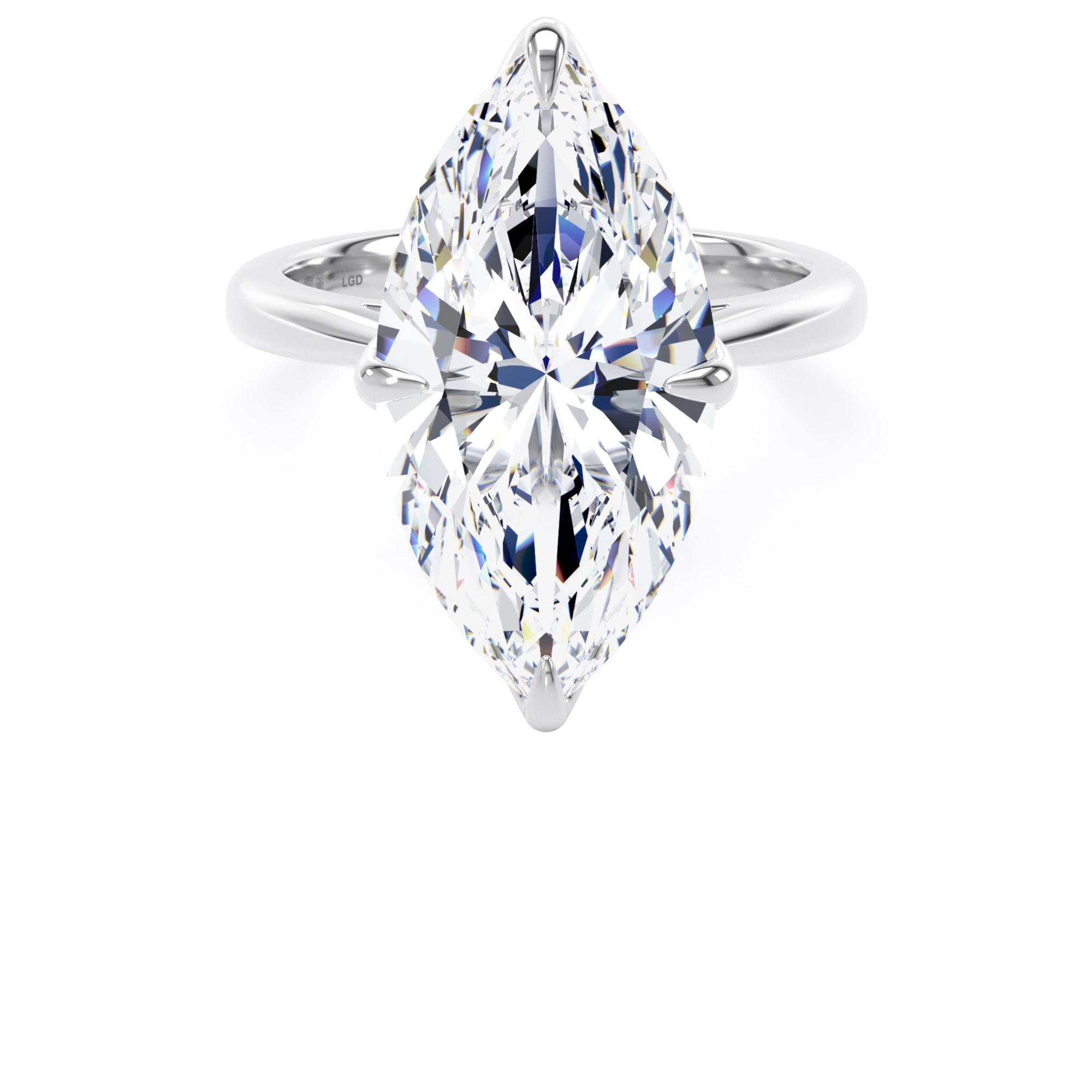 18ct White Gold 7.00cttw Marquise Cut Lab Grown Diamond Solitaire Engagement Ring