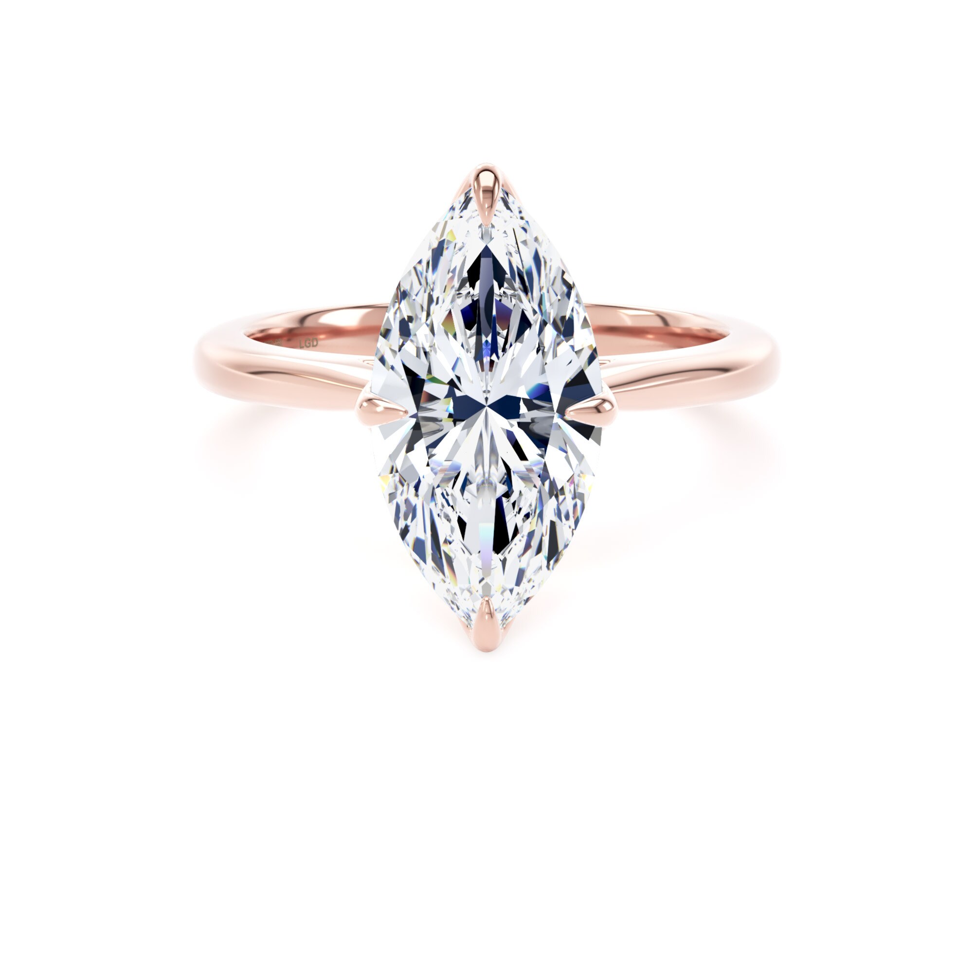 18ct Rose Gold 3.00cttw Marquise Cut Lab Grown Diamond Solitaire Engagement Ring