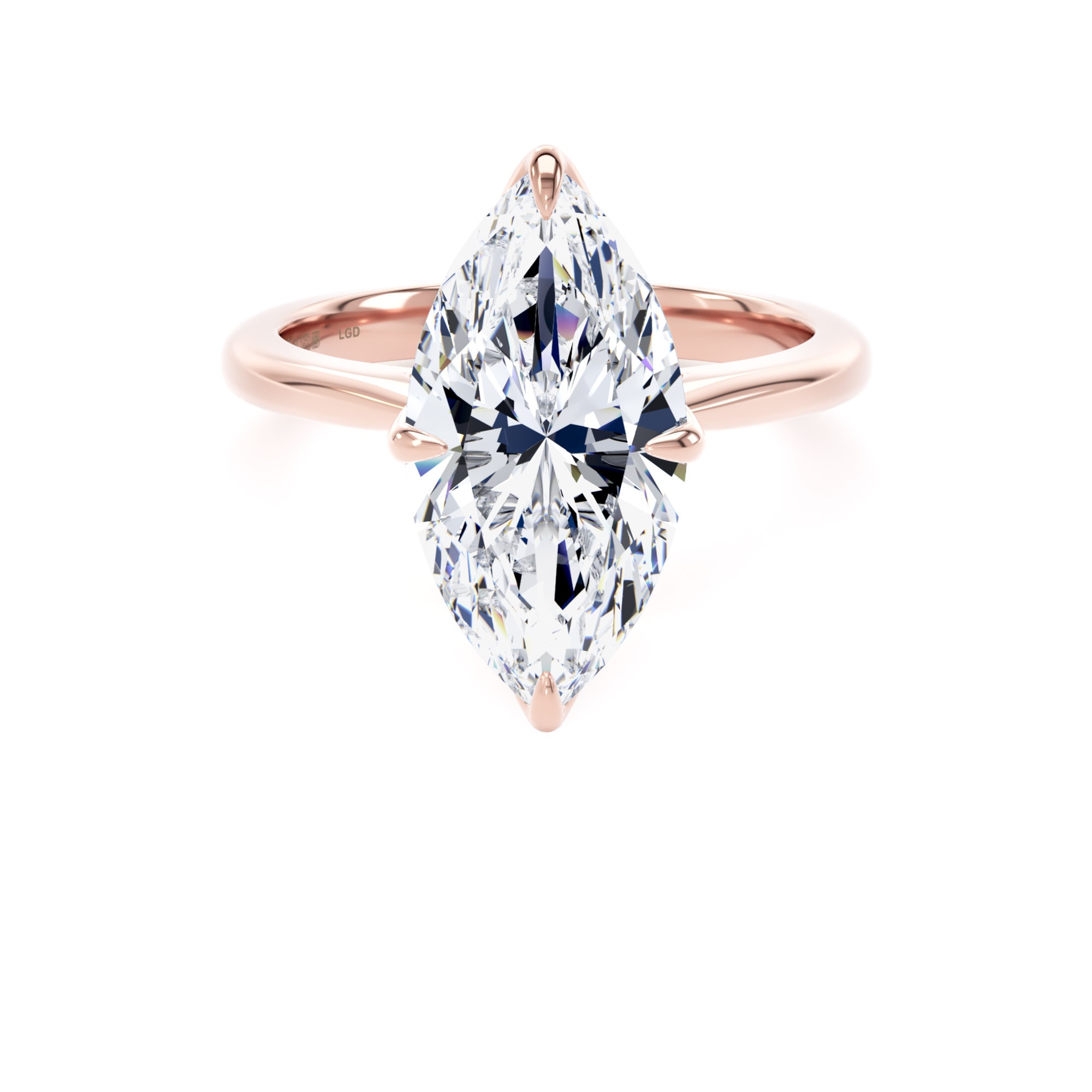 18ct Rose Gold 4.00cttw Marquise Cut Lab Grown Diamond Solitaire Engagement Ring