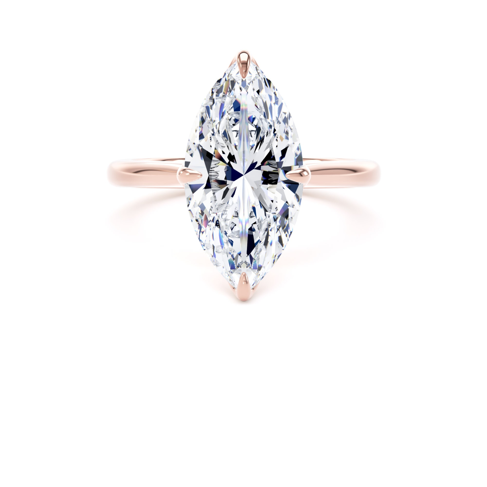 Goldsmiths 18ct Rose Gold 4.00cttw Marquise Cut Lab Grown Diamond Solitaire Engagement Ring - Ring Size J Goldsmiths 18ct Rose Gold 4.00cttw Marquise Cut Lab Grown Diamond Solitaire Engagement Ring - Ring Size J