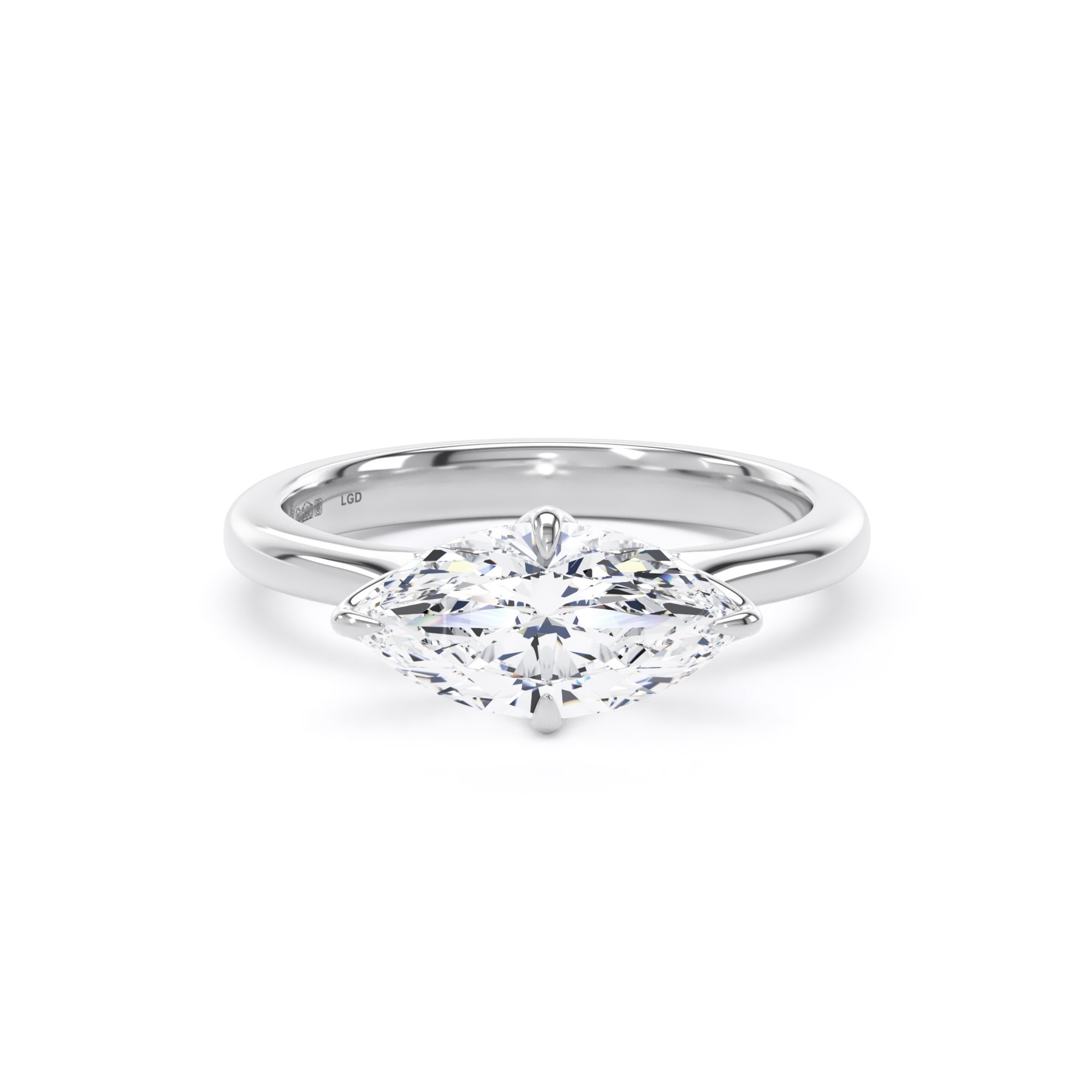 Platinum East-West 1.50cttw Marquise Cut Lab Grown Diamond Solitaire Engagement Ring