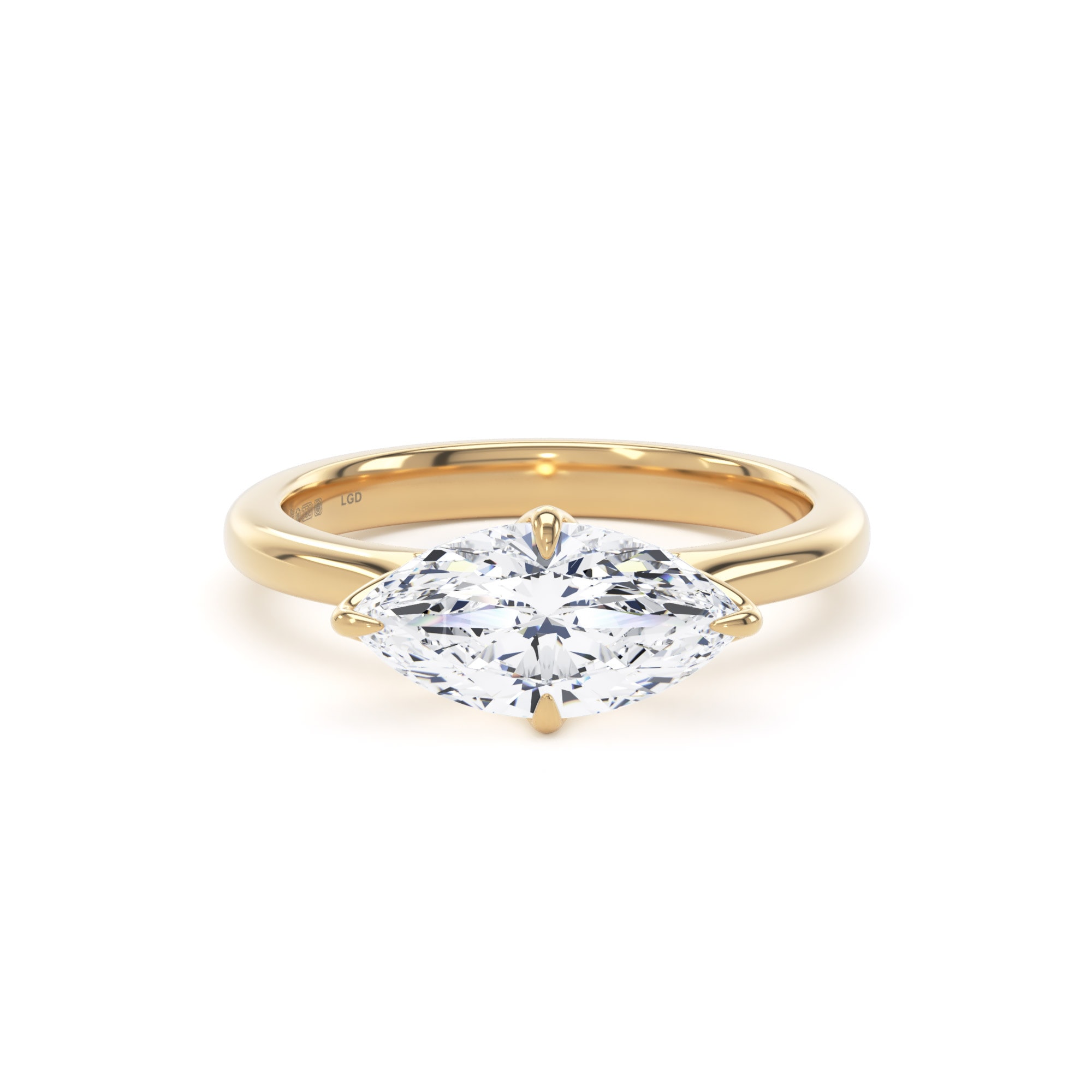 18ct Yellow Gold East-West 1.50cttw Marquise Cut Lab Grown Diamond Solitaire Engagement Ring