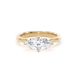 Goldsmiths 18ct Yellow Gold East-West 1.50cttw Marquise Cut Lab Grown Diamond Solitaire Engagement Ring - Ring Size Y.5