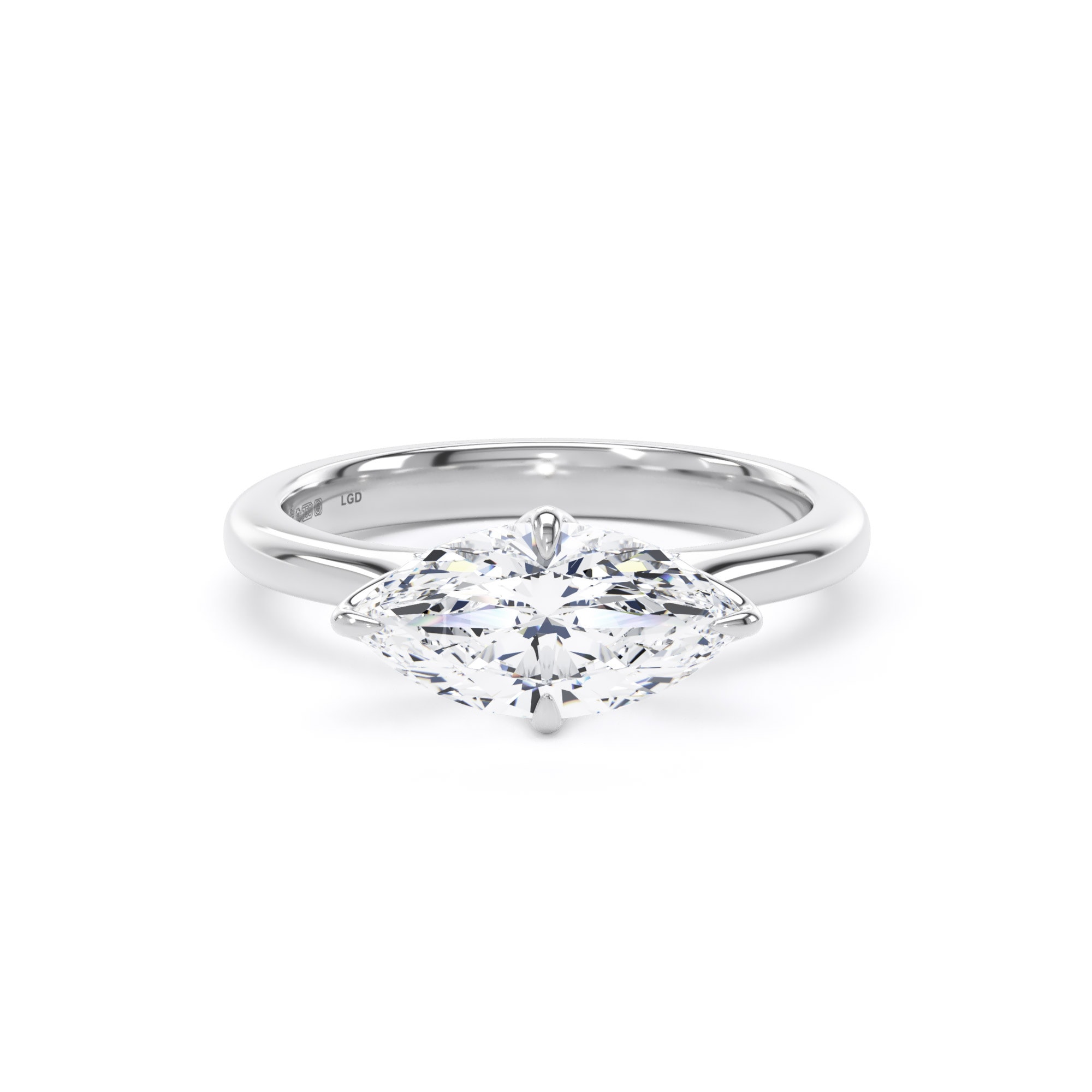 18ct White Gold East-West 1.50cttw Marquise Cut Lab Grown Diamond Solitaire Engagement Ring