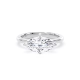 Goldsmiths 18ct White Gold East-West 2.00cttw Marquise Cut Lab Grown Diamond Solitaire Engagement Ring - Ring Size L