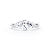 Goldsmiths 18ct White Gold East-West 2.00cttw Marquise Cut Lab Grown Diamond Solitaire Engagement Ring - Ring Size L