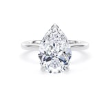 Goldsmiths Platinum 4.00cttw Pear Cut Lab Grown Diamond Solitaire Engagement Ring - Ring Size S