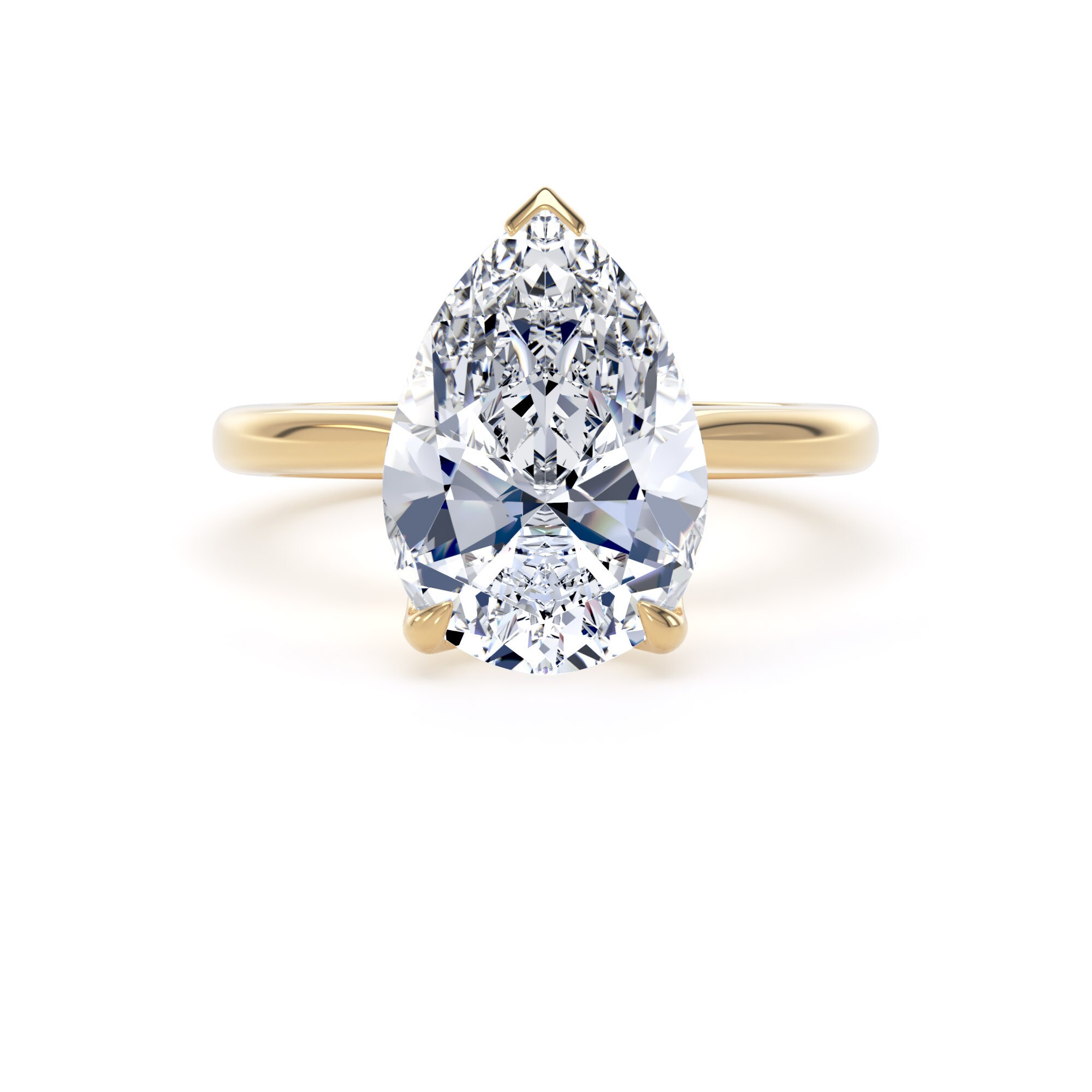 Goldsmiths 18ct Yellow Gold 4.00cttw Pear Cut Lab Grown Diamond Solitaire Engagement Ring - Ring Size W Goldsmiths 18ct Yellow Gold 4.00cttw Pear Cut Lab Grown Diamond Solitaire Engagement Ring - Ring Size W