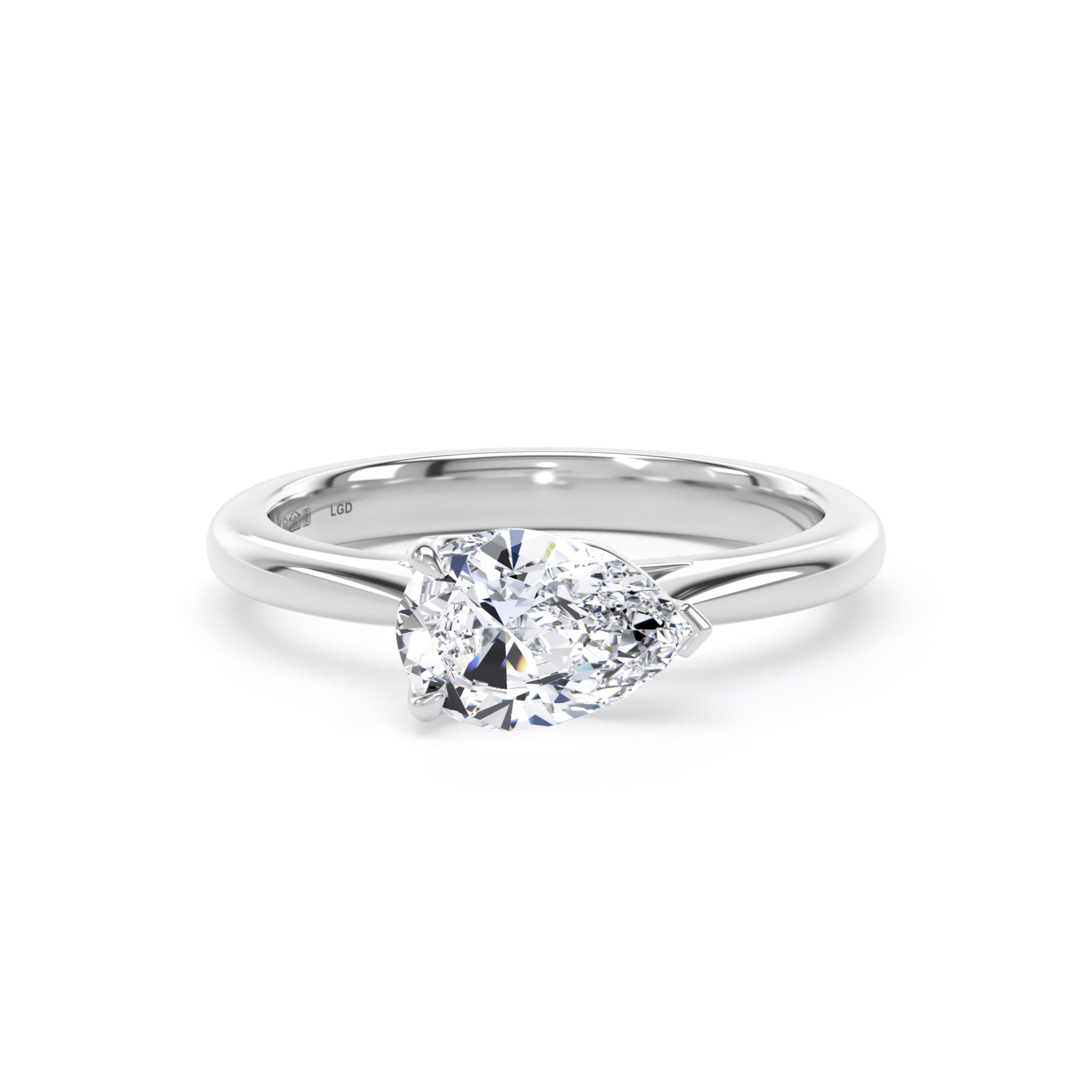 Platinum East-West 1.50cttw Pear Cut Lab Grown Diamond Solitaire Engagement Ring