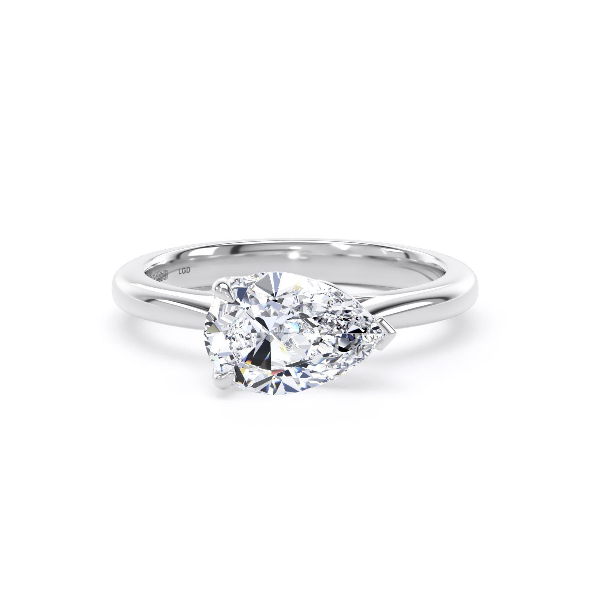 Platinum East-West 2.00cttw Pear Cut Lab Grown Diamond Solitaire Engagement Ring