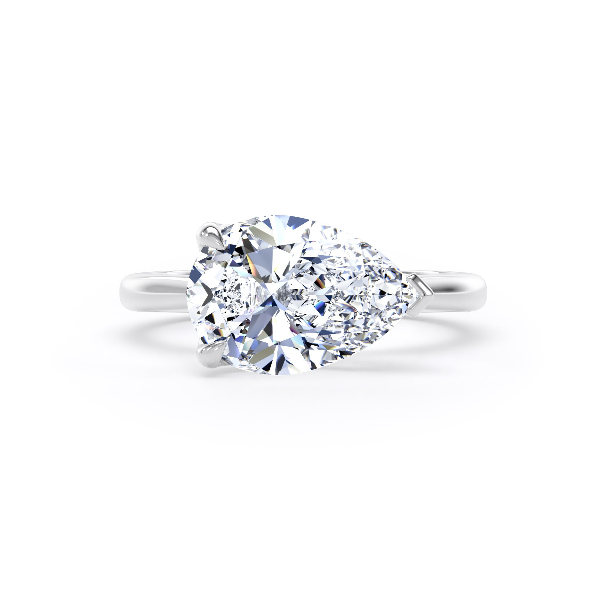 Goldsmiths Platinum East-West 3.00cttw Pear Cut Lab Grown Diamond Solitaire Engagement Ring - Ring Size Q Goldsmiths Platinum East-West 3.00cttw Pear Cut Lab Grown Diamond Solitaire Engagement Ring - Ring Size Q