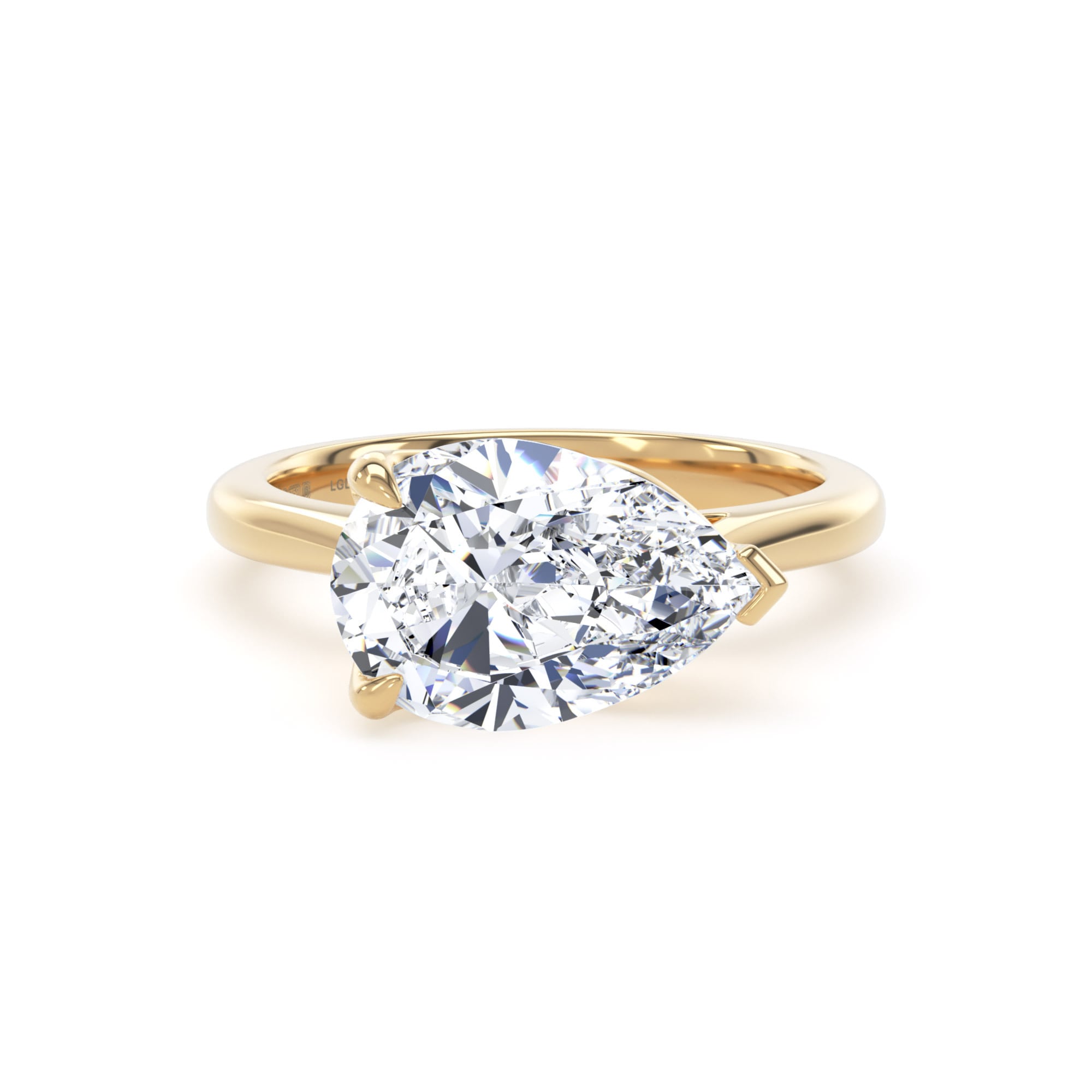 18ct Yellow Gold East-West 3.00cttw Pear Cut Lab Grown Diamond Solitaire Engagement Ring