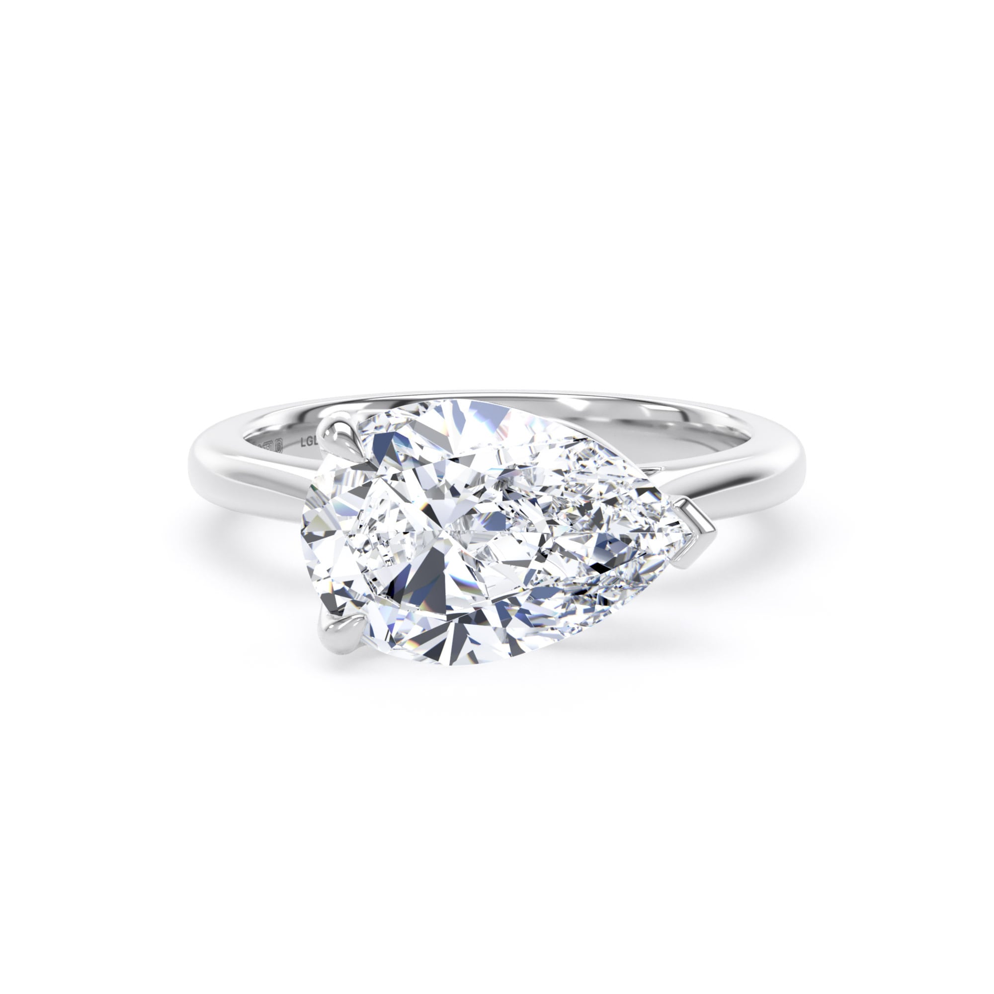 18ct White Gold East-West 3.00cttw Pear Cut Lab Grown Diamond Solitaire Engagement Ring