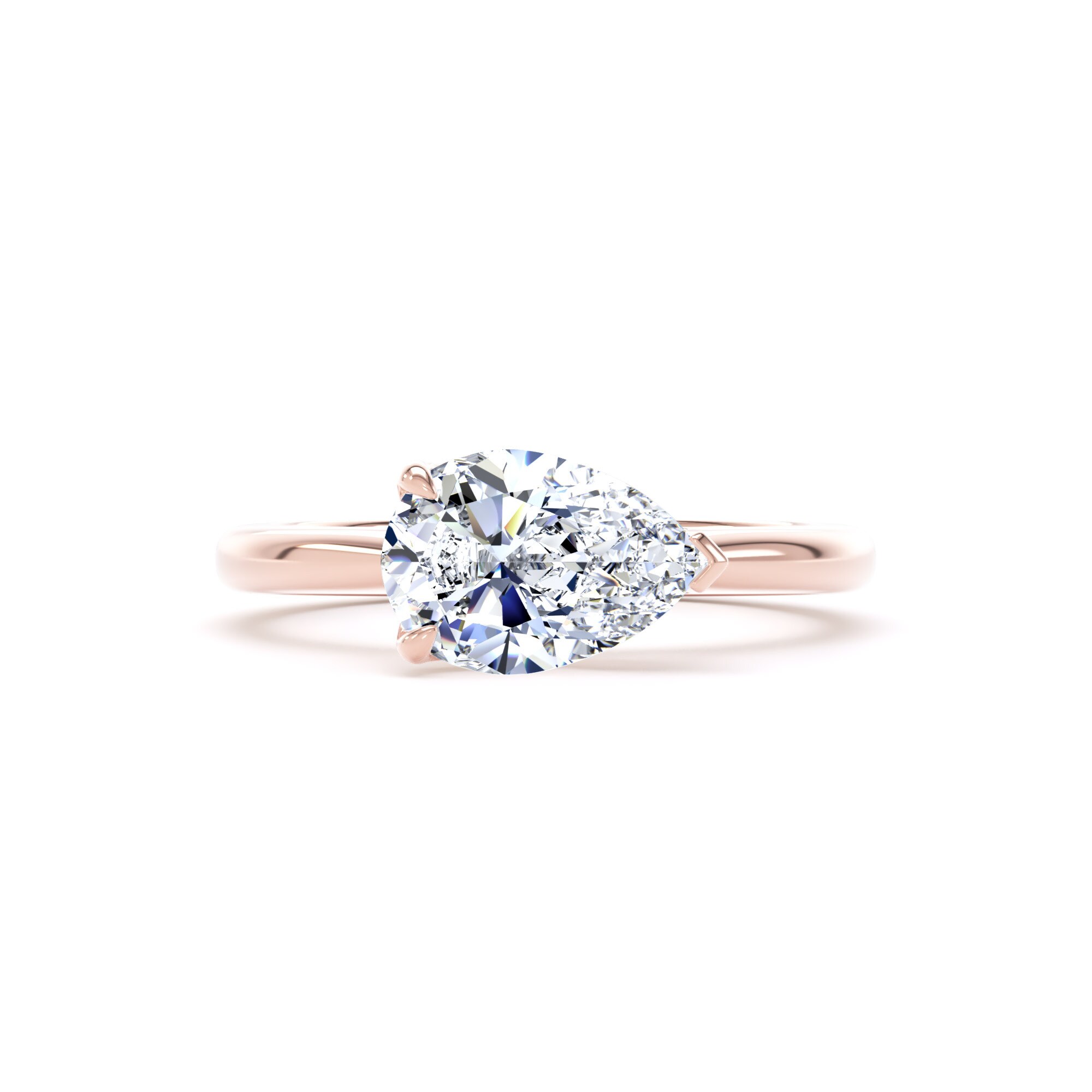 Goldsmiths 18ct Rose Gold East-West 2.00cttw Pear Cut Lab Grown Diamond Solitaire Engagement Ring - Ring Size J Goldsmiths 18ct Rose Gold East-West 2.00cttw Pear Cut Lab Grown Diamond Solitaire Engagement Ring - Ring Size J
