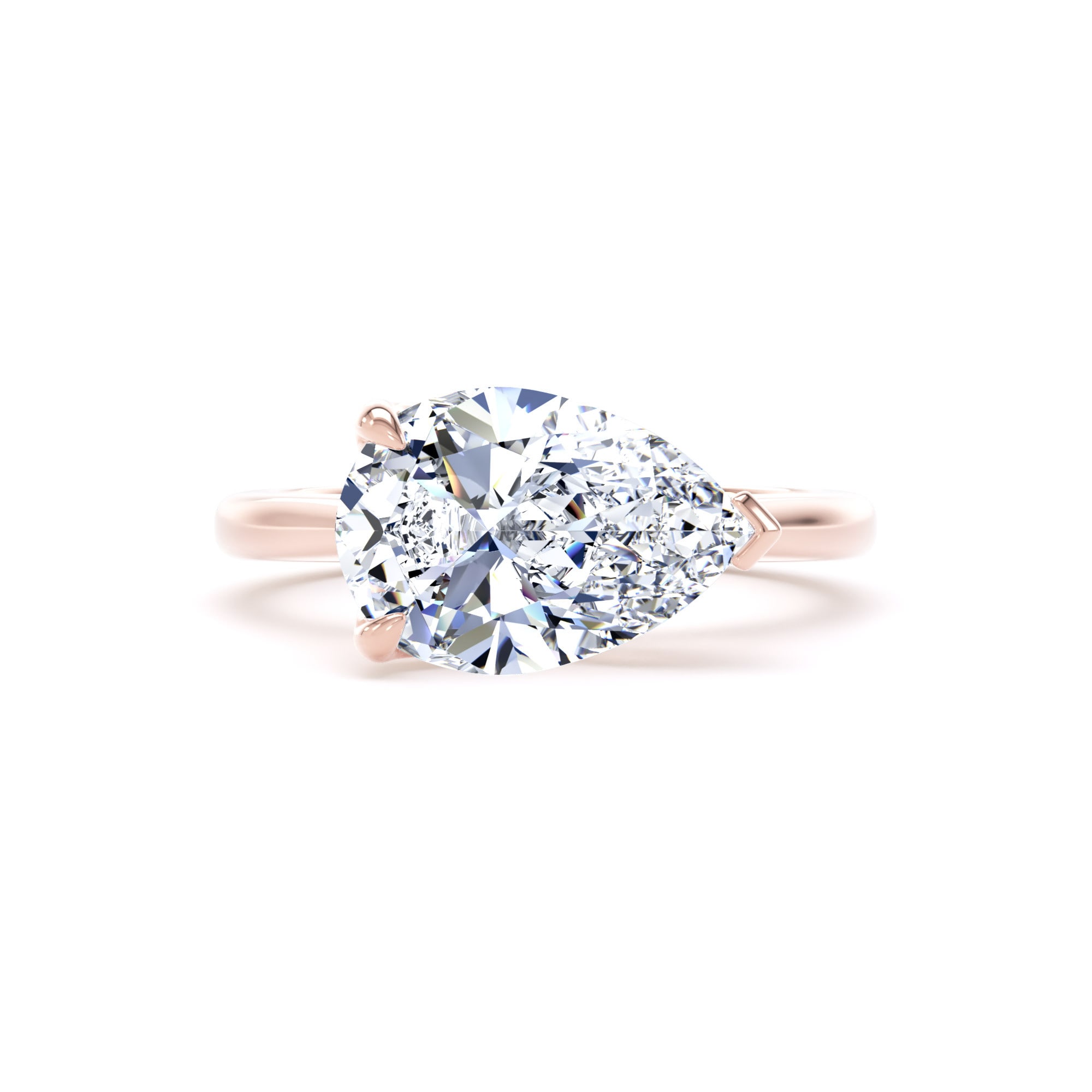 Goldsmiths 18ct Rose Gold East-West 3.00cttw Pear Cut Lab Grown Diamond Solitaire Engagement Ring - Ring Size K Goldsmiths 18ct Rose Gold East-West 3.00cttw Pear Cut Lab Grown Diamond Solitaire Engagement Ring - Ring Size K