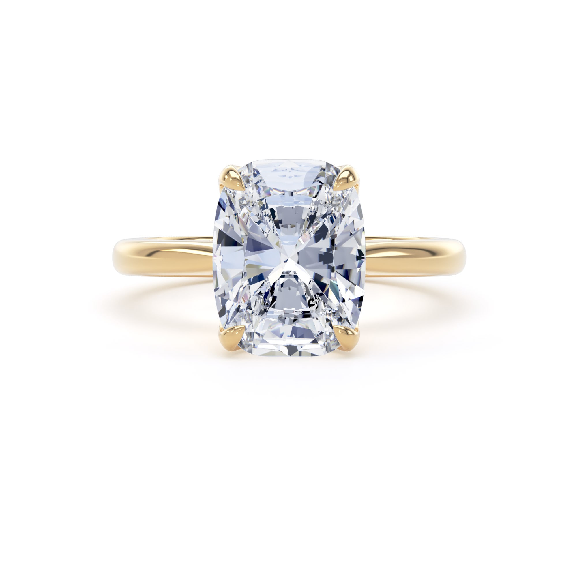 Goldsmiths 18ct Yellow Gold 4.00cttw Elongated Cushion Cut Lab Grown Diamond Solitaire Engagement Ring - Ring Size F.5