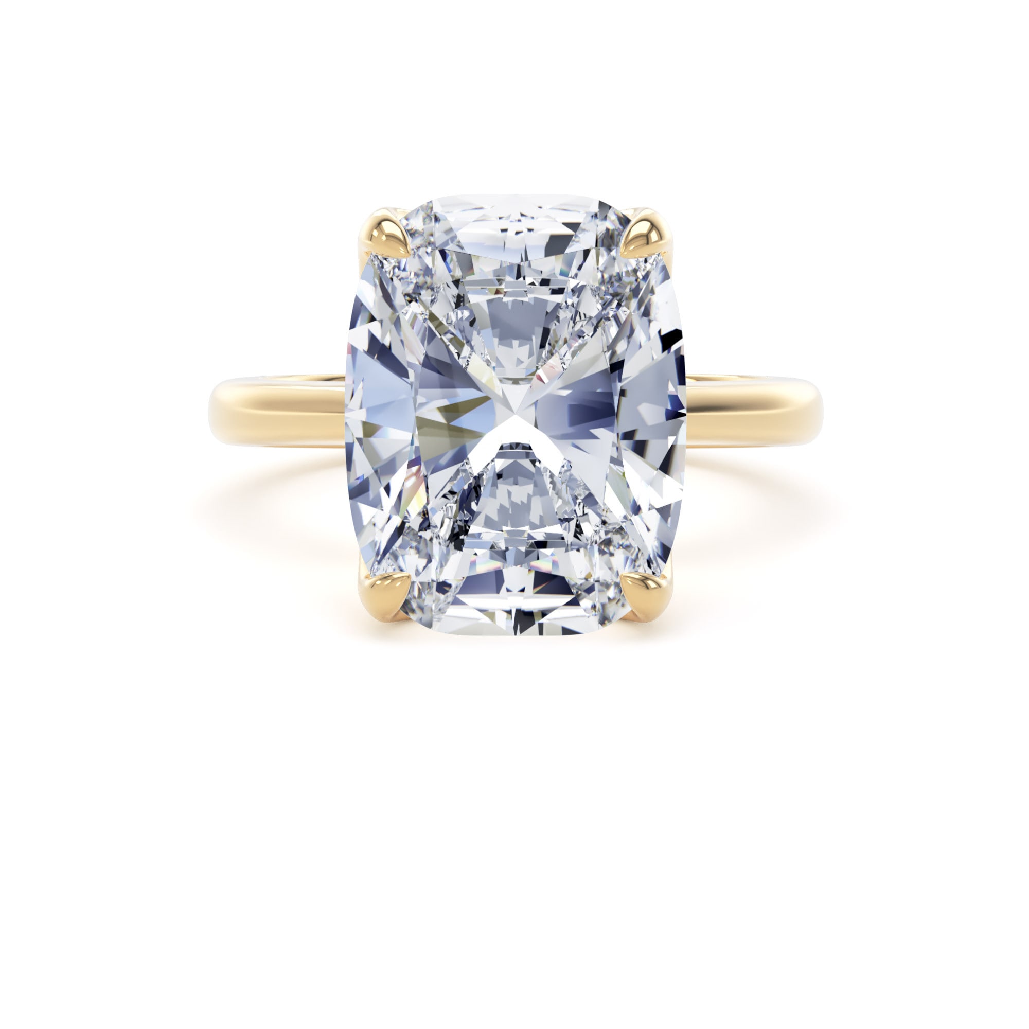 Goldsmiths 18ct Yellow Gold 7.00cttw Elongated Cushion Cut Lab Grown Diamond Solitaire Engagement Ring - Ring Size J Goldsmiths 18ct Yellow Gold 7.00cttw Elongated Cushion Cut Lab Grown Diamond Solitaire Engagement Ring - Ring Size J