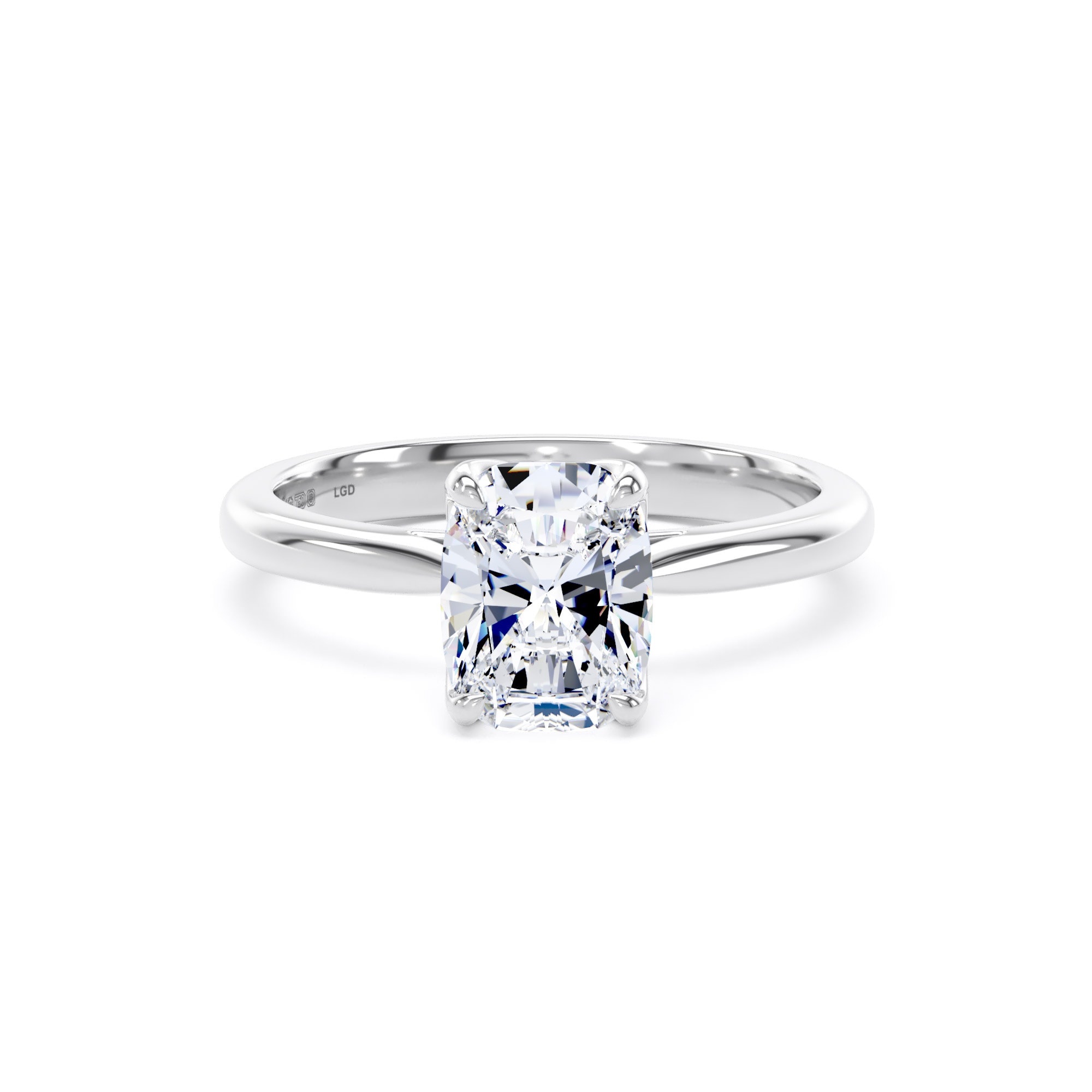 18ct White Gold 1.50cttw Elongated Cushion Cut Lab Grown Diamond Solitaire Engagement Ring
