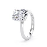 Goldsmiths 18ct Rose Gold 4.00cttw Elongated Cushion Cut Lab Grown Diamond Solitaire Engagement Ring - Ring Size J.5