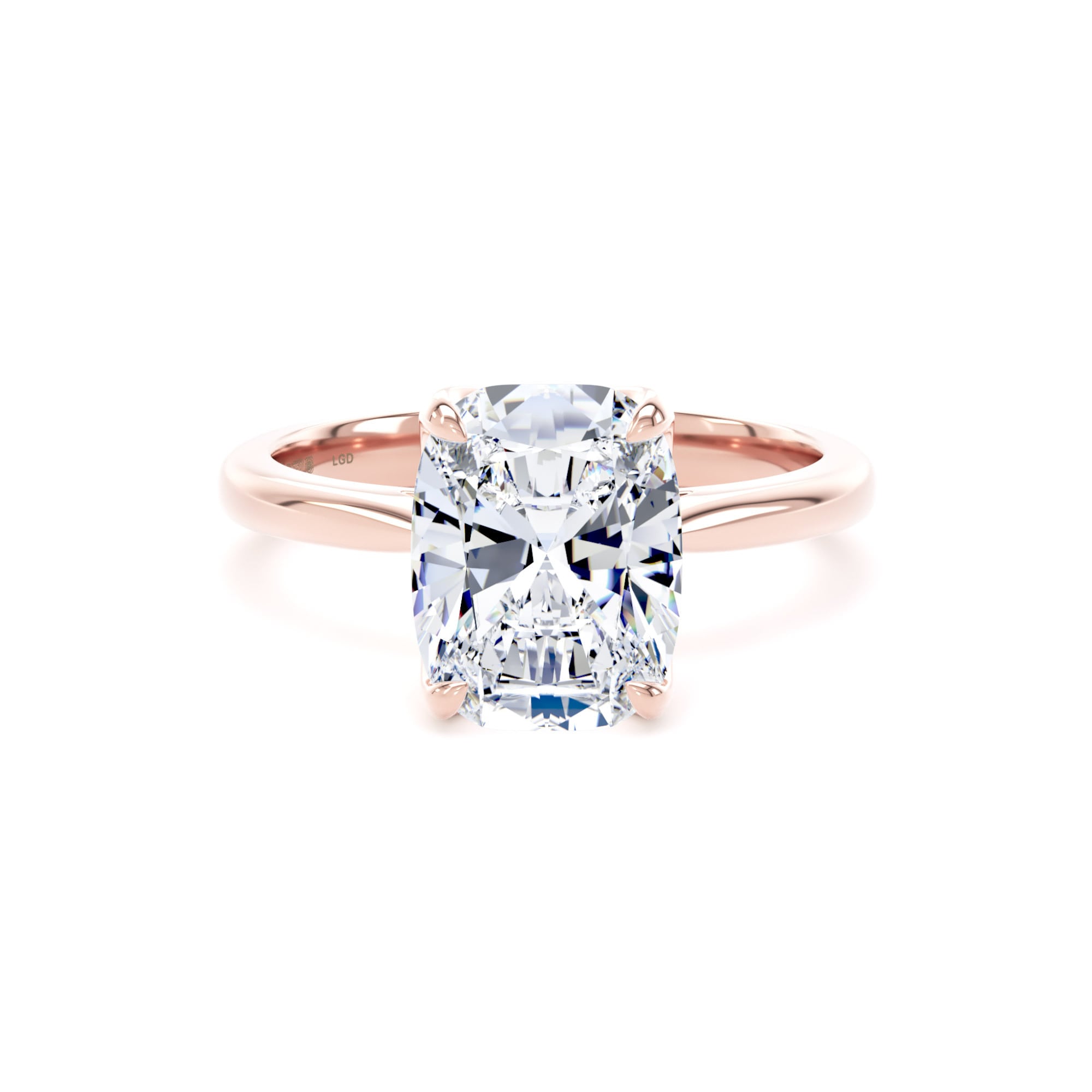 18ct Rose Gold 3.00cttw Elongated Cushion Cut Lab Grown Diamond Solitaire Engagement Ring