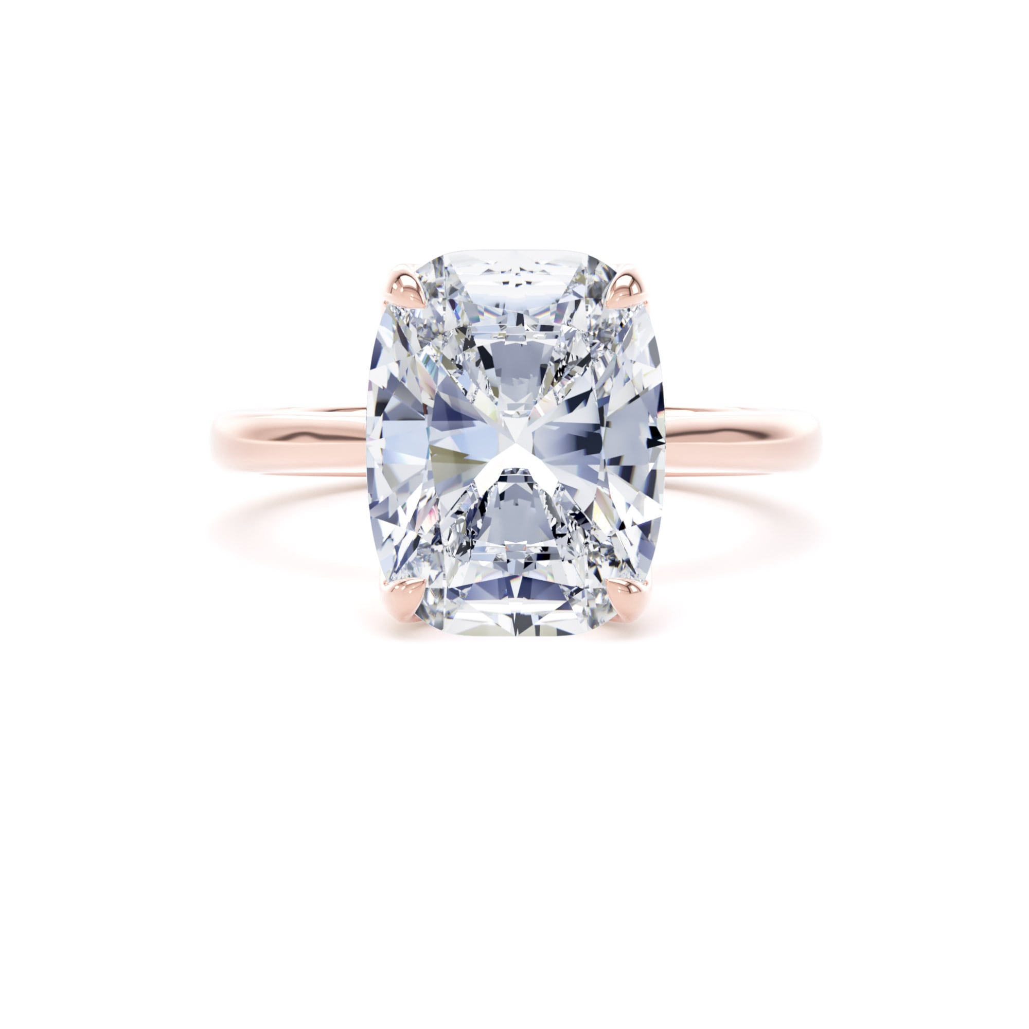 Goldsmiths 18ct Rose Gold 5.00cttw Elongated Cushion Cut Lab Grown Diamond Solitaire Engagement Ring - Ring Size H Goldsmiths 18ct Rose Gold 5.00cttw Elongated Cushion Cut Lab Grown Diamond Solitaire Engagement Ring - Ring Size H
