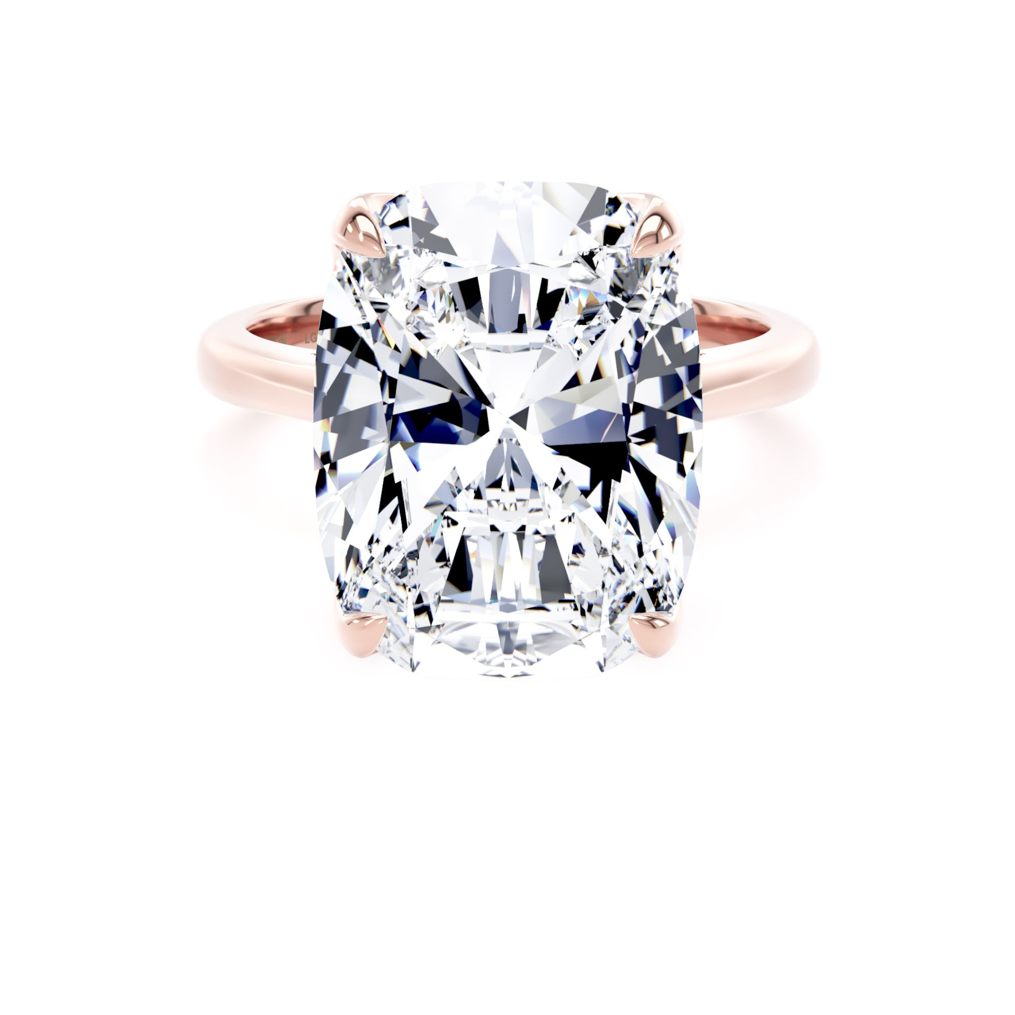 18ct Rose Gold 10.00cttw Elongated Cushion Cut Lab Grown Diamond Solitaire Engagement Ring