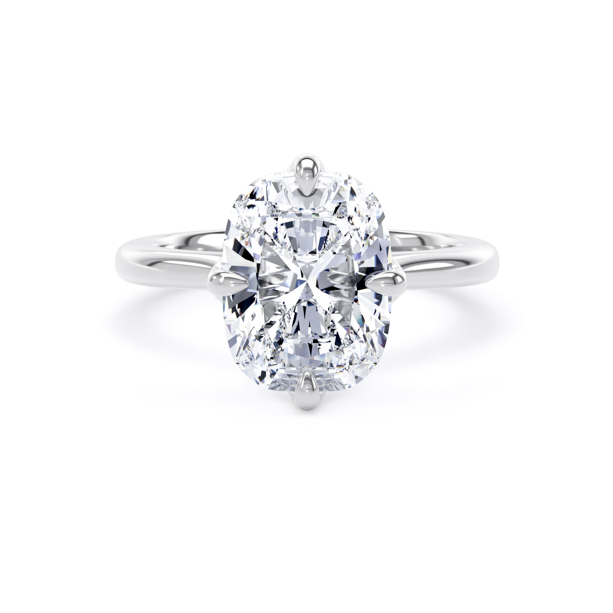 Platinum Compass Set 4.00cttw Elongated Cushion Cut Lab Grown Diamond Solitaire Engagement Ring