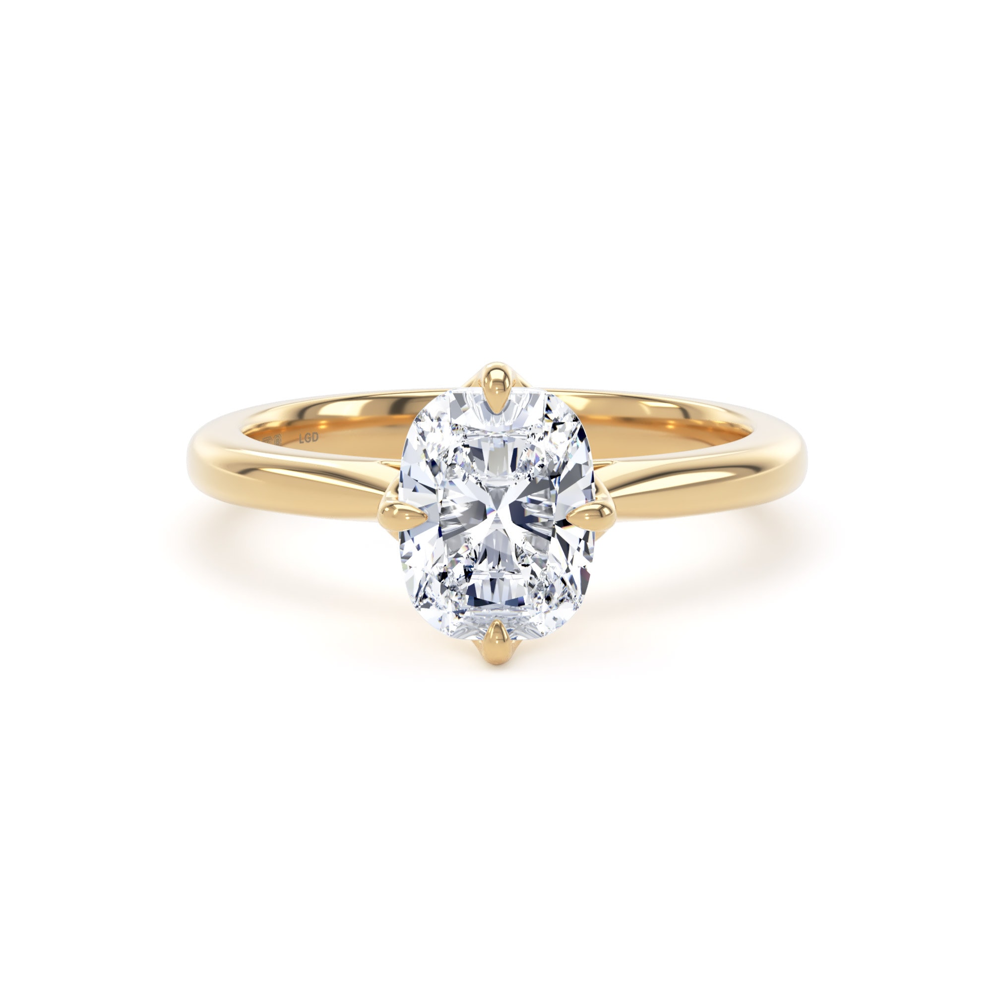 18ct Yellow Gold Compass Set 1.50cttw Elongated Cushion Cut Lab Grown Diamond Solitaire Engagement Ring