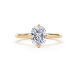 Goldsmiths 18ct Yellow Gold Compass Set 1.50cttw Elongated Cushion Cut Lab Grown Diamond Solitaire Engagement Ring - Ring Size Y
