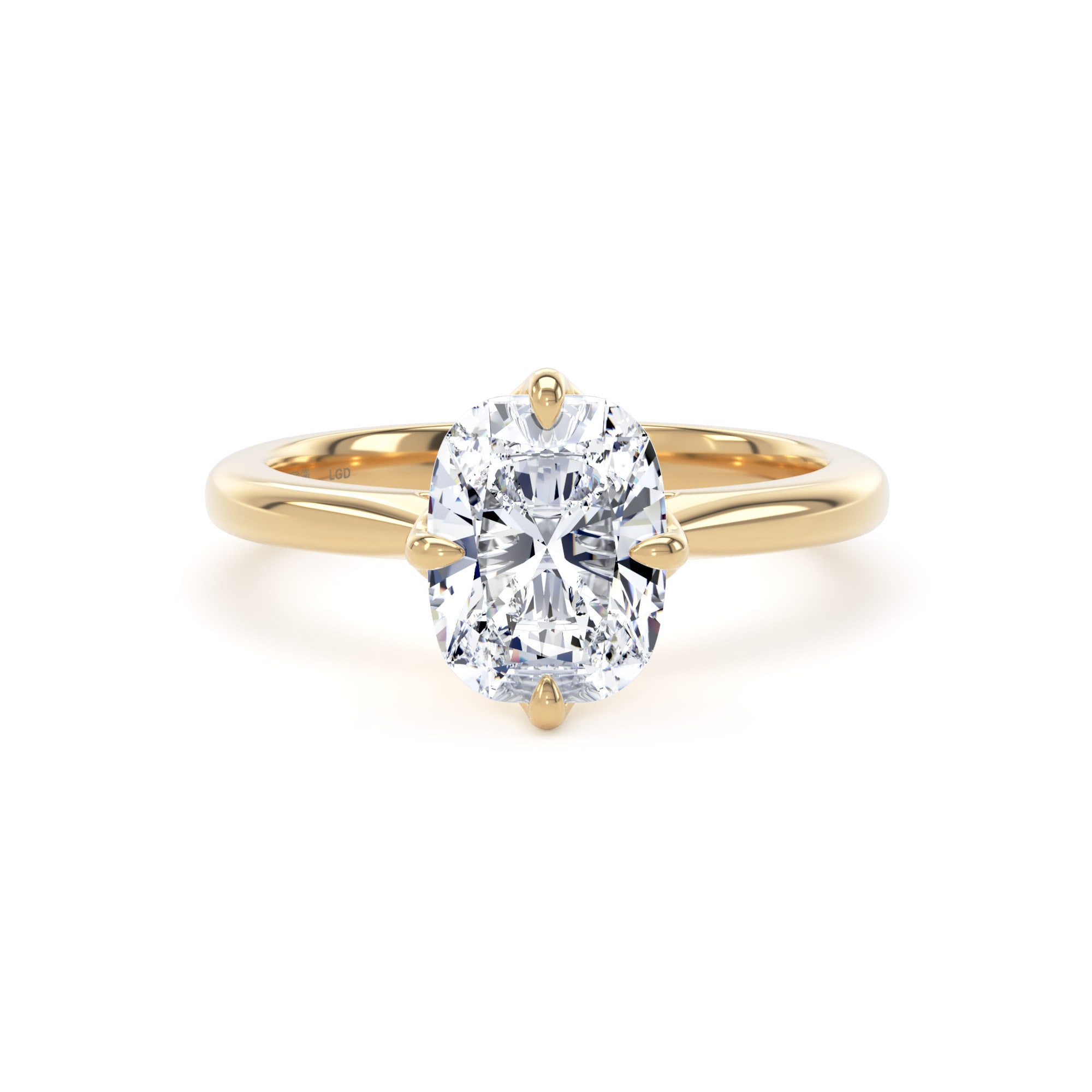 18ct Yellow Gold Compass Set 2.00cttw Elongated Cushion Cut Lab Grown Diamond Solitaire Engagement Ring