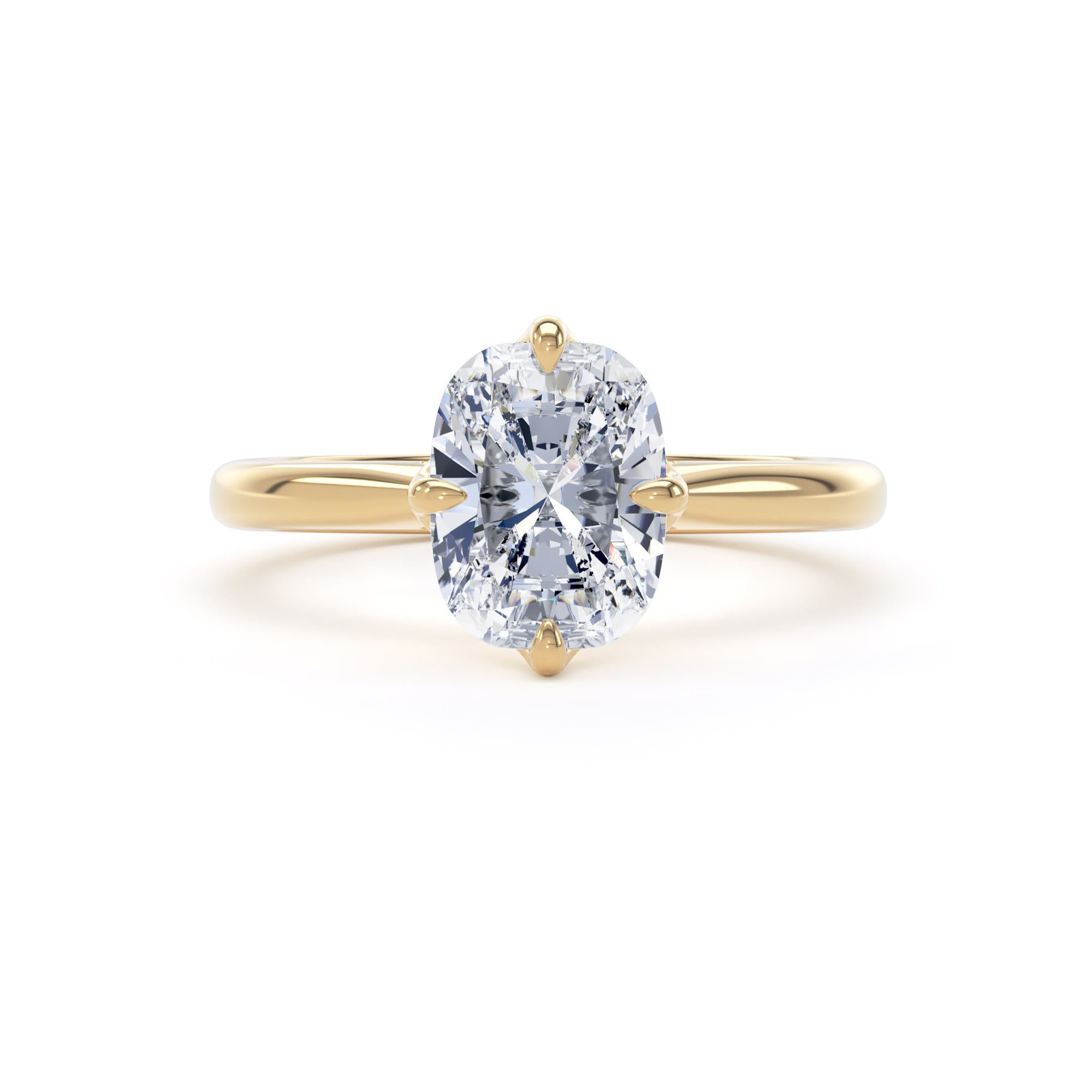 Goldsmiths 18ct Yellow Gold Compass Set 2.00cttw Elongated Cushion Cut Lab Grown Diamond Solitaire Engagement Ring - Ring Size O.5 Goldsmiths 18ct Yellow Gold Compass Set 2.00cttw Elongated Cushion Cut Lab Grown Diamond Solitaire Engagement Ring - Ring Size O.5