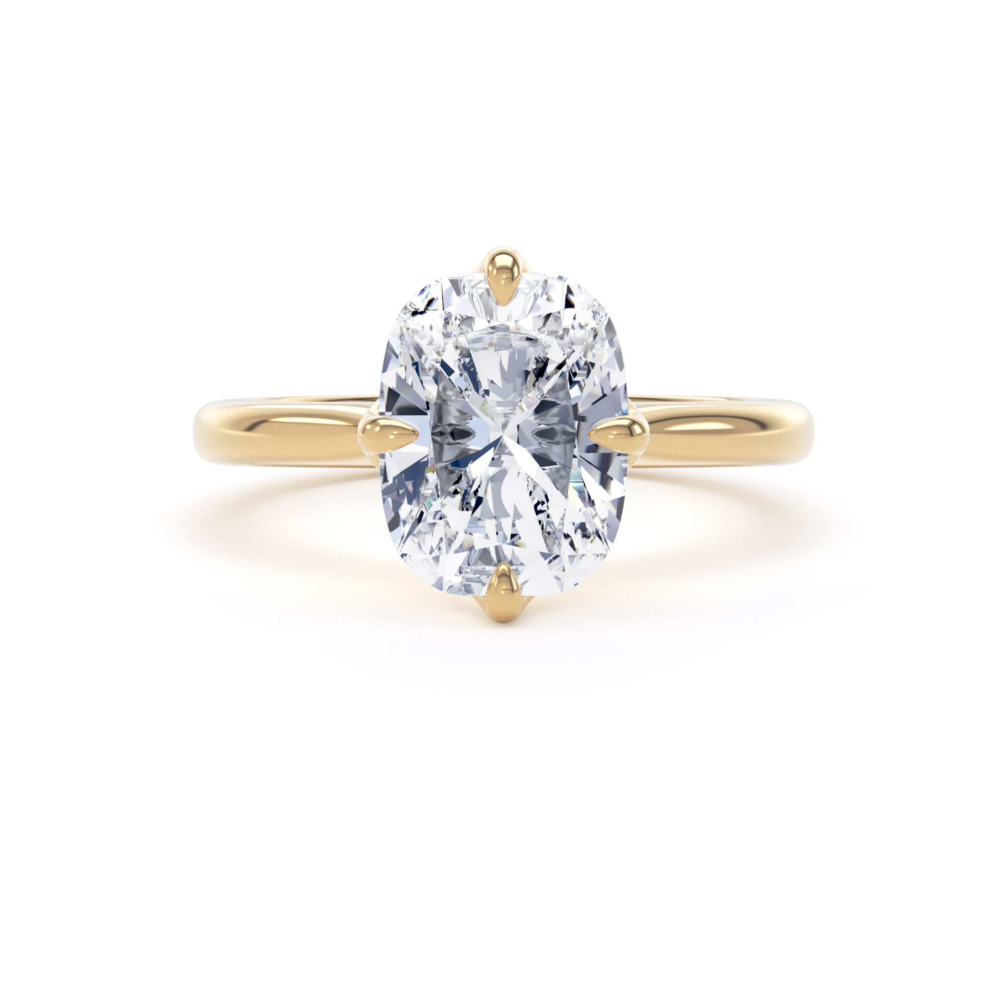 Goldsmiths 18ct Yellow Gold Compass Set 3.00cttw Elongated Cushion Cut Lab Grown Diamond Solitaire Engagement Ring - Ring Size S.5 Goldsmiths 18ct Yellow Gold Compass Set 3.00cttw Elongated Cushion Cut Lab Grown Diamond Solitaire Engagement Ring - Ring Size S.5