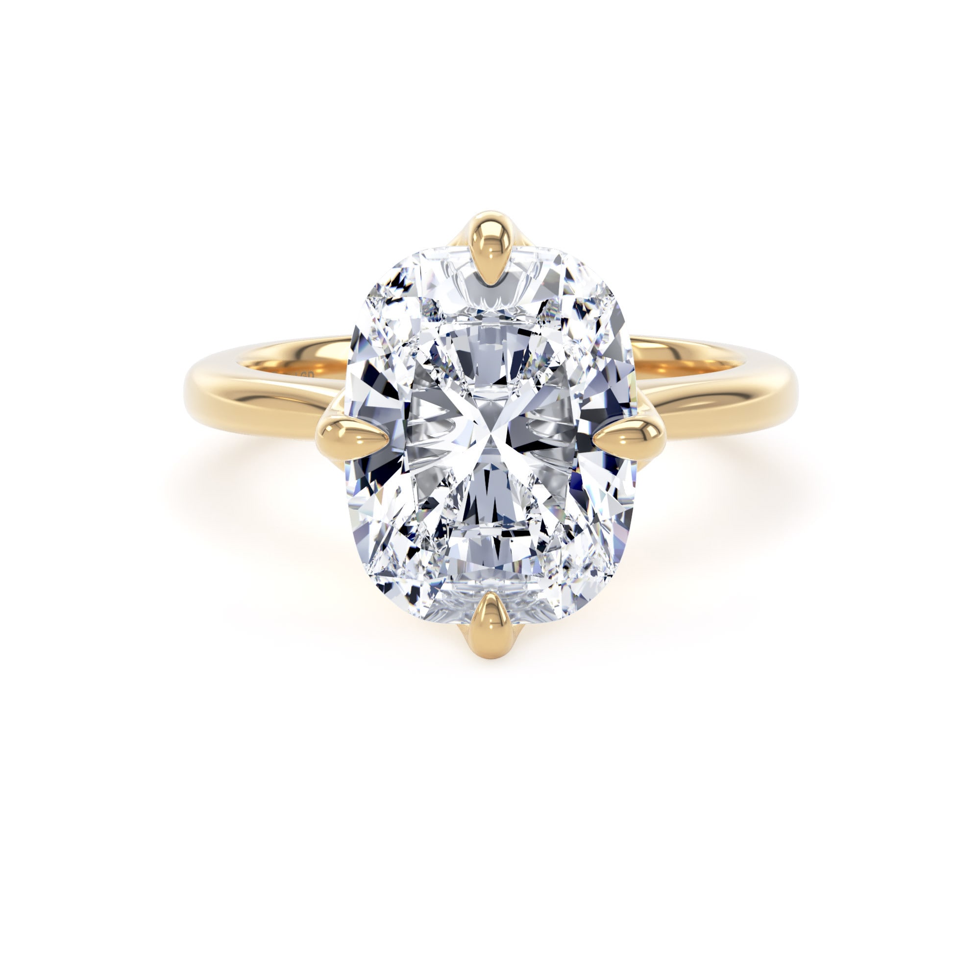 18ct Yellow Gold Compass Set 5.00cttw Elongated Cushion Cut Lab Grown Diamond Solitaire Engagement Ring