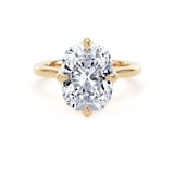Goldsmiths 18ct Yellow Gold Compass Set 5.00cttw Elongated Cushion Cut Lab Grown Diamond Solitaire Engagement Ring - Ring Size G.5
