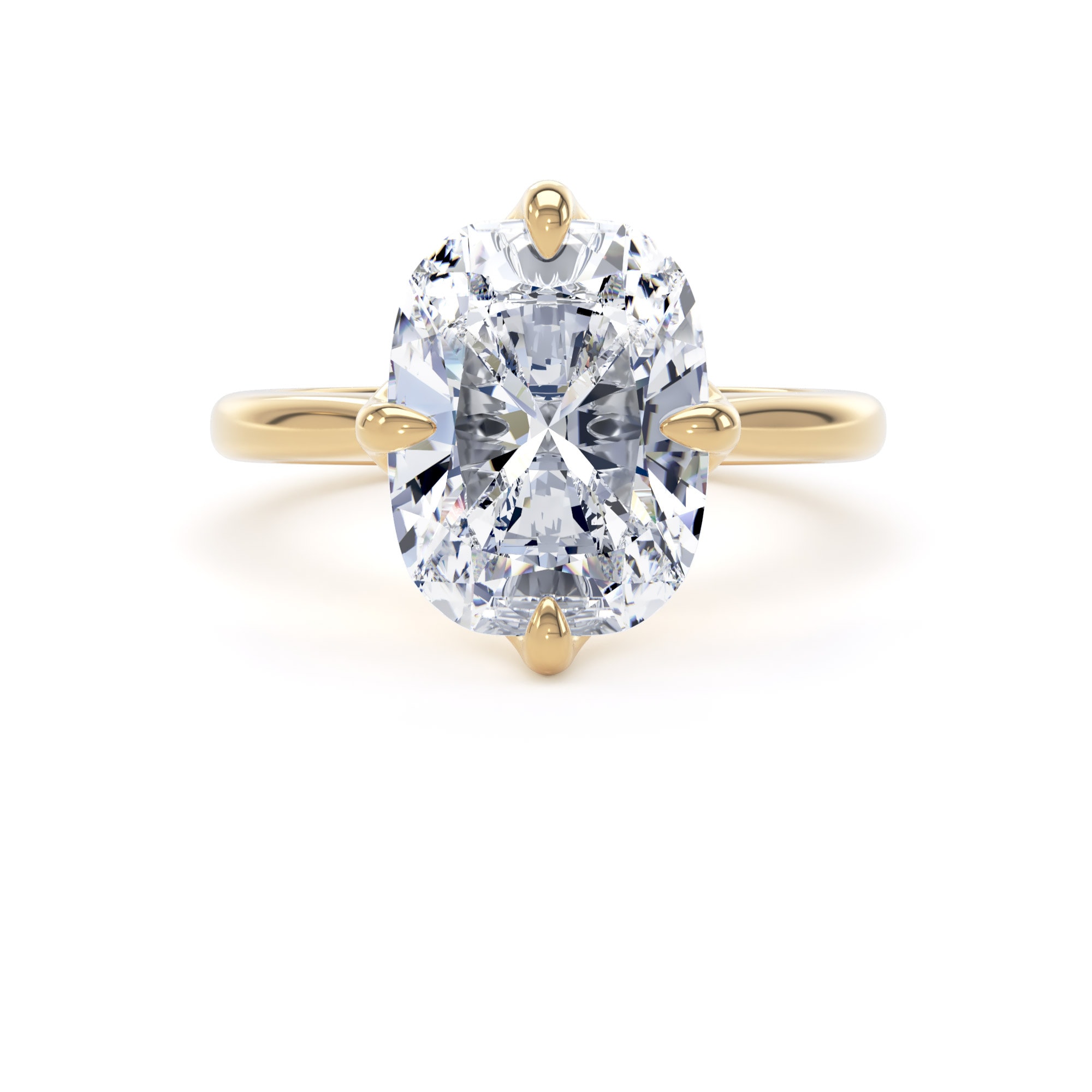 Goldsmiths 18ct Yellow Gold Compass Set 5.00cttw Elongated Cushion Cut Lab Grown Diamond Solitaire Engagement Ring - Ring Size H Goldsmiths 18ct Yellow Gold Compass Set 5.00cttw Elongated Cushion Cut Lab Grown Diamond Solitaire Engagement Ring - Ring Size H