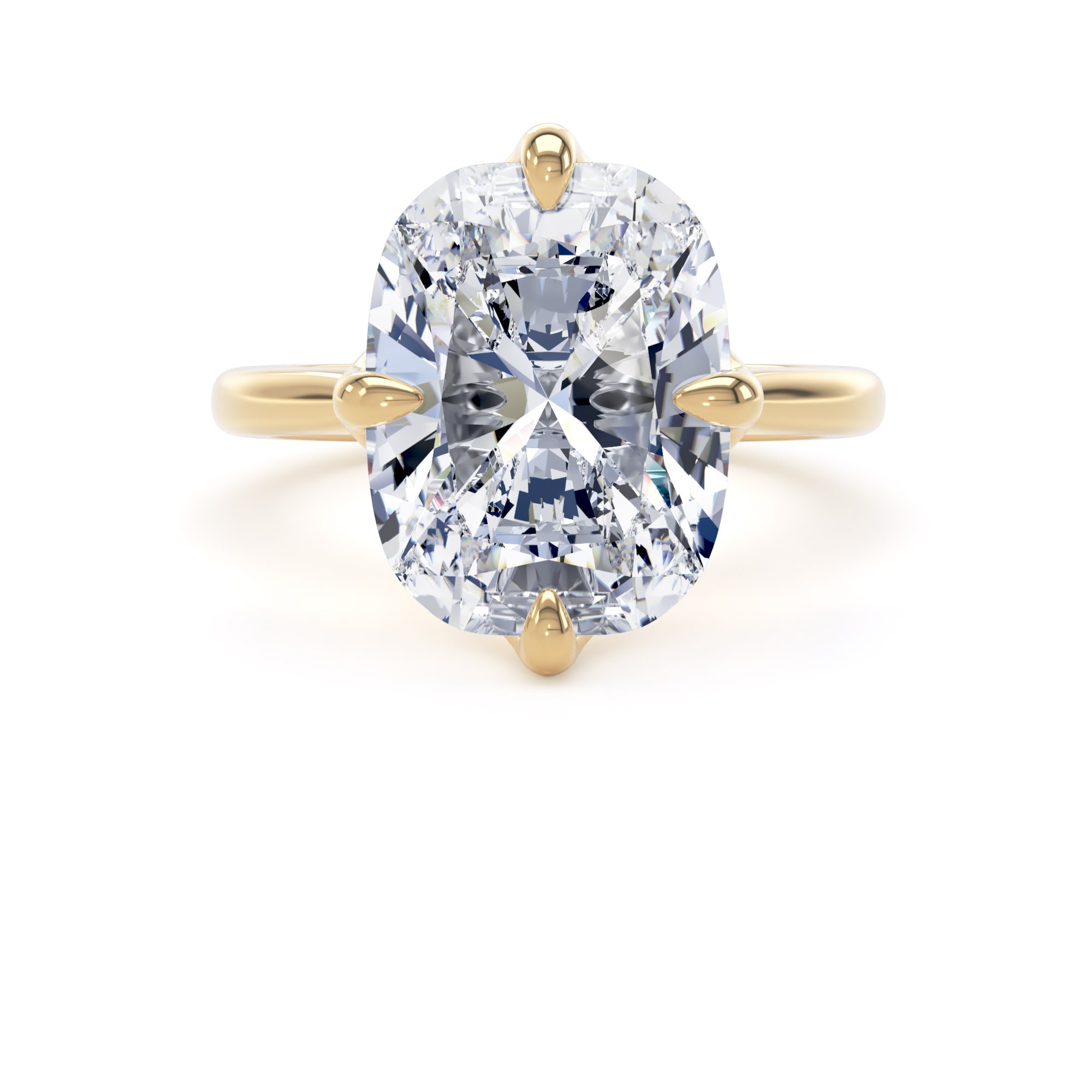 Goldsmiths 18ct Yellow Gold Compass Set 7.00cttw Elongated Cushion Cut Lab Grown Diamond Solitaire Engagement Ring - Ring Size X.5 Goldsmiths 18ct Yellow Gold Compass Set 7.00cttw Elongated Cushion Cut Lab Grown Diamond Solitaire Engagement Ring - Ring Size X.5