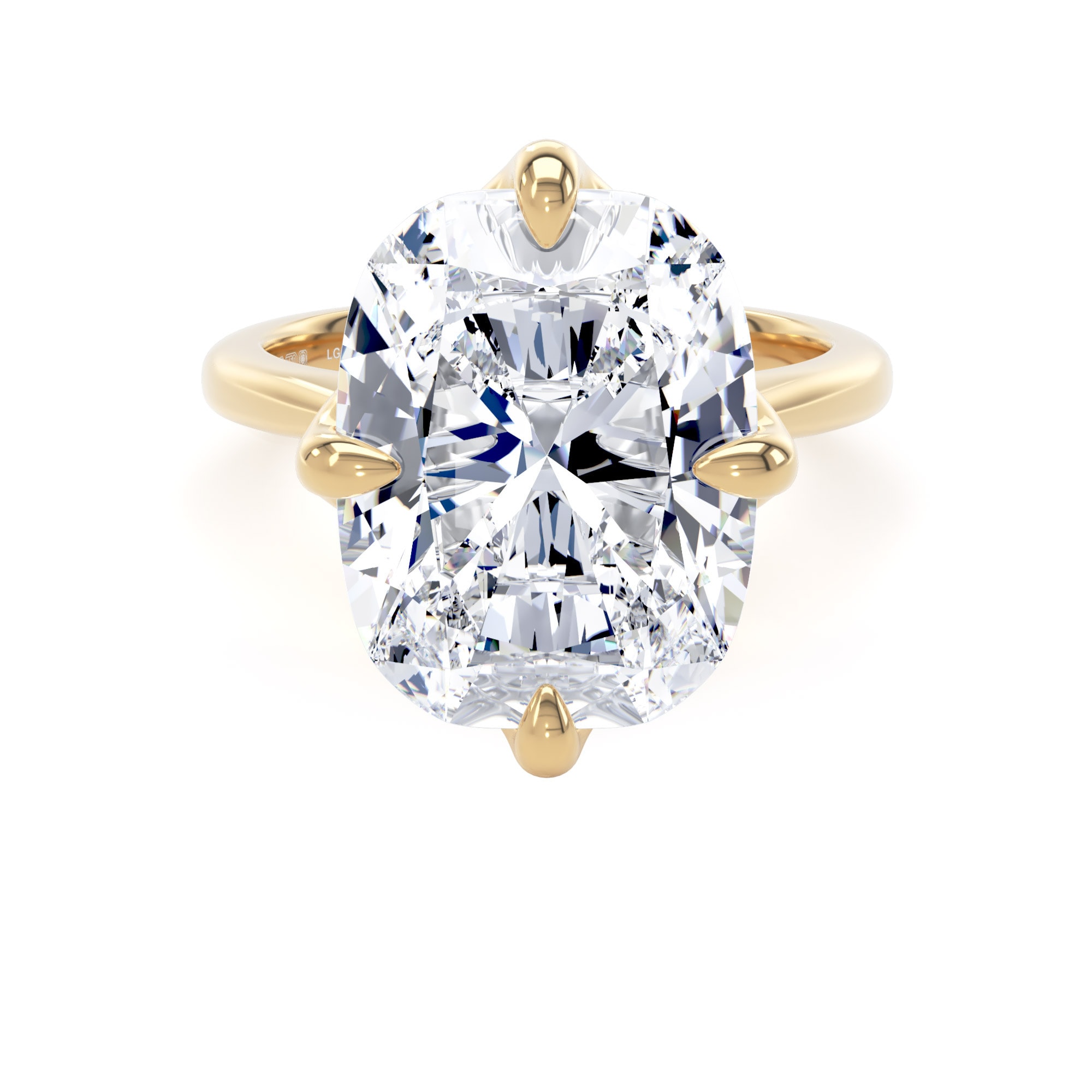 18ct Yellow Gold Compass Set 10.00cttw Elongated Cushion Cut Lab Grown Diamond Solitaire Engagement Ring