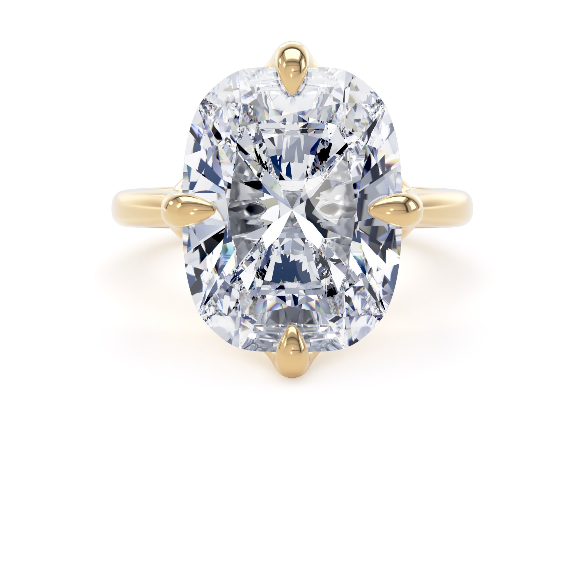 Goldsmiths 18ct Yellow Gold Compass Set 10.00cttw Elongated Cushion Cut Lab Grown Diamond Solitaire Engagement Ring - Ring Size N.5 Goldsmiths 18ct Yellow Gold Compass Set 10.00cttw Elongated Cushion Cut Lab Grown Diamond Solitaire Engagement Ring - Ring Size N.5