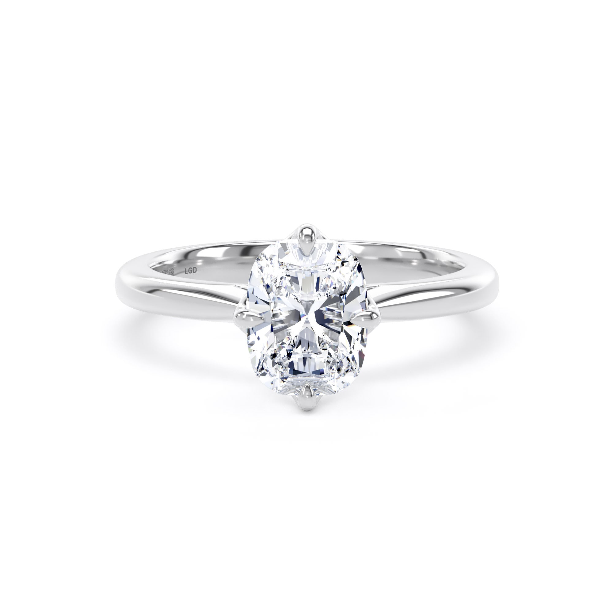 18ct White Gold Compass Set 1.50cttw Elongated Cushion Cut Lab Grown Diamond Solitaire Engagement Ring